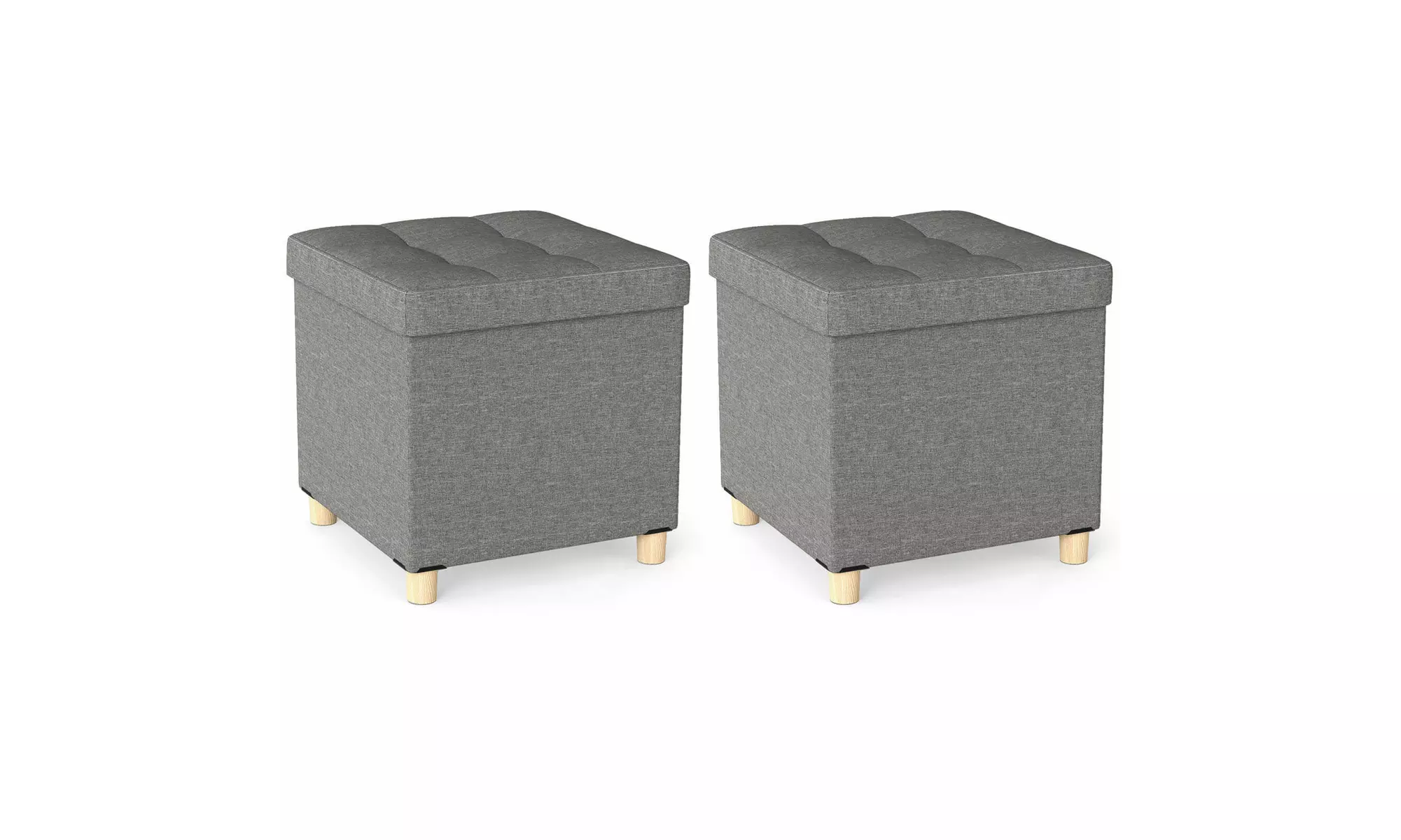 Costway 18 Inches Ottoman with Storage,Tray & Rubber Wood Legs for Small Space