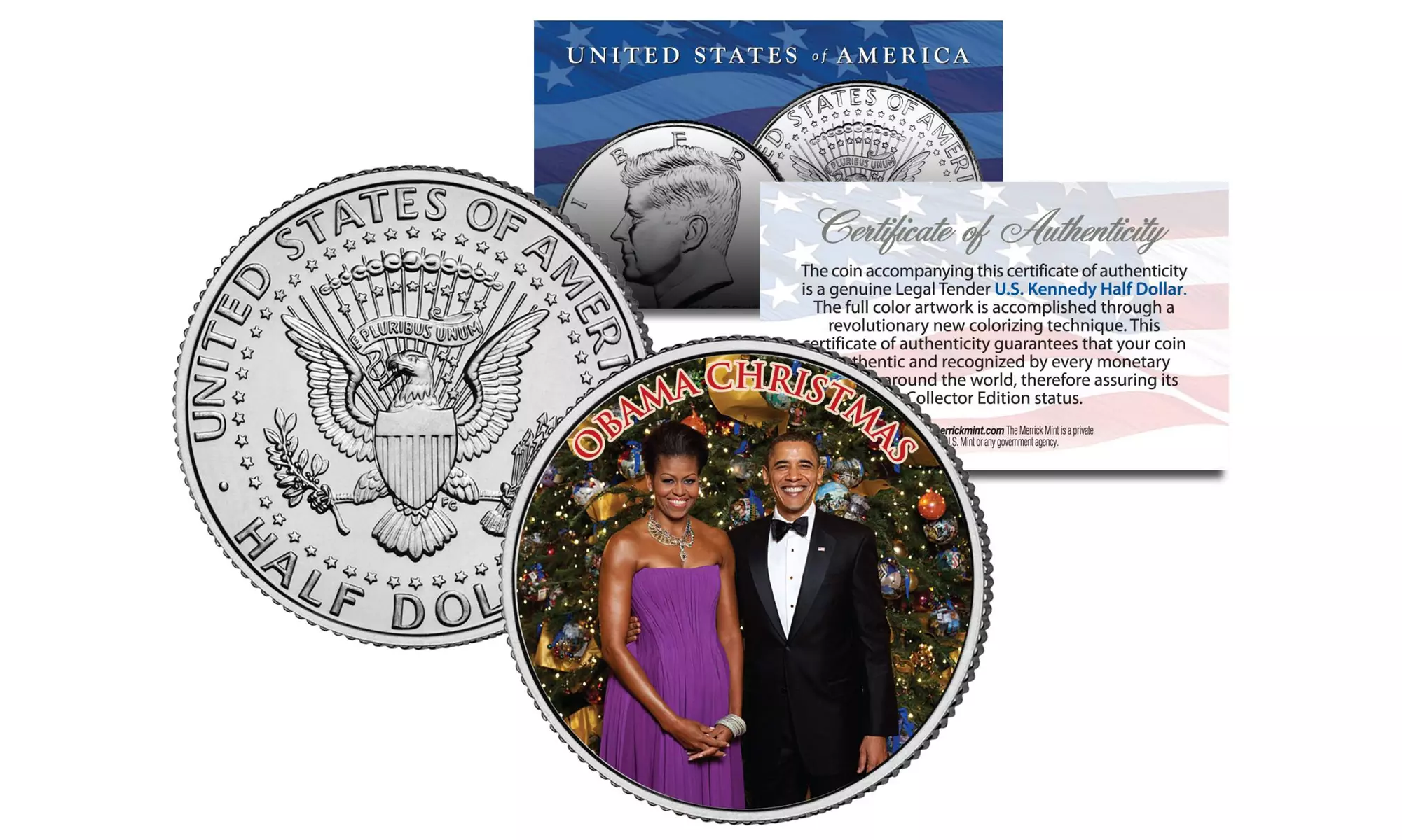 OBAMA CHRISTMAS Family JFK Half Dollar U.S. Coin BARACK and MICHELLE