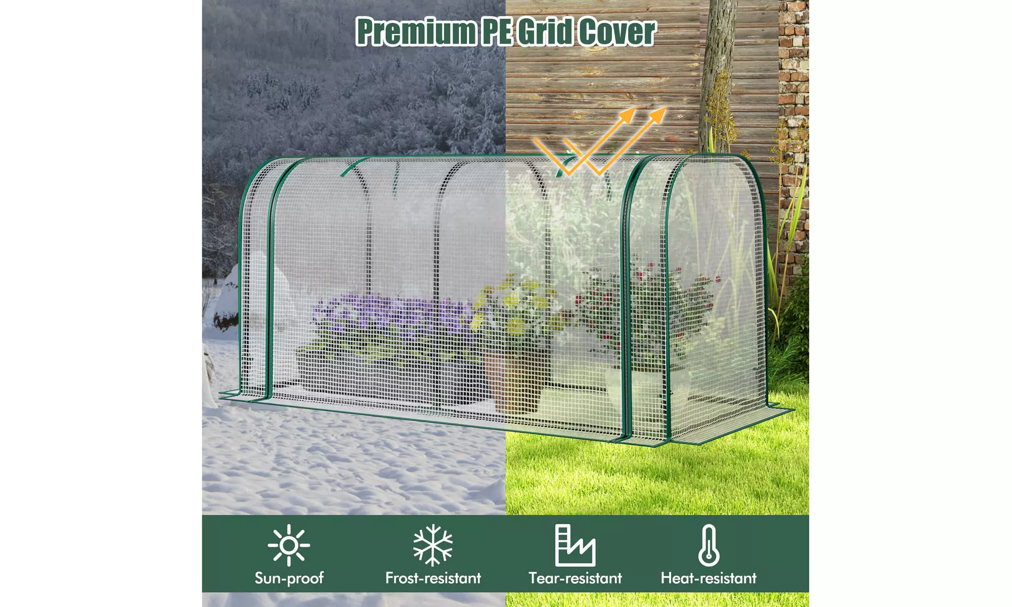 Costway Portable 47 Inch Mini Greenhouse Outdoor Indoor Tunnel Greenhouse