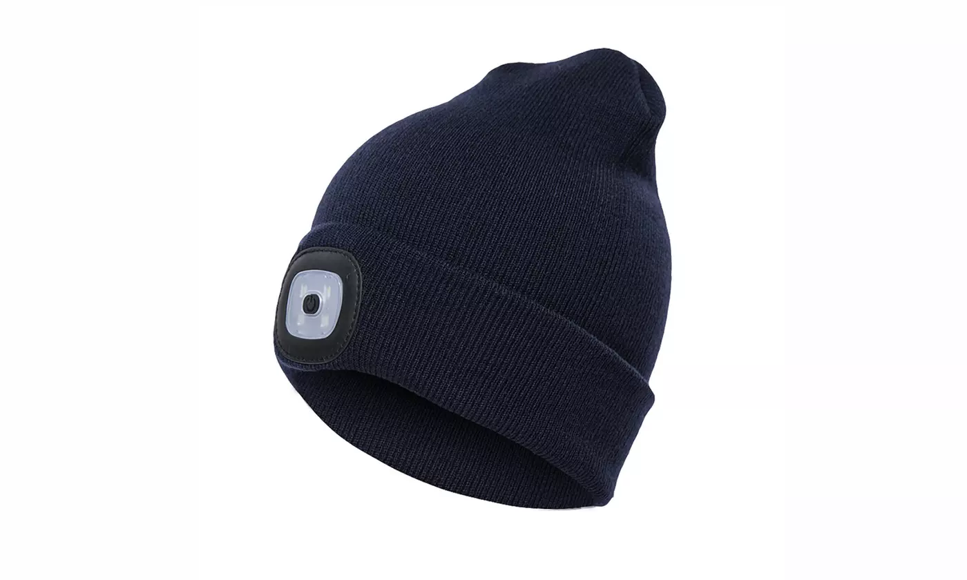 Extremely Bright LED Lighted Beanie Cap, USB Rechargeable-7 Colors To Pick From