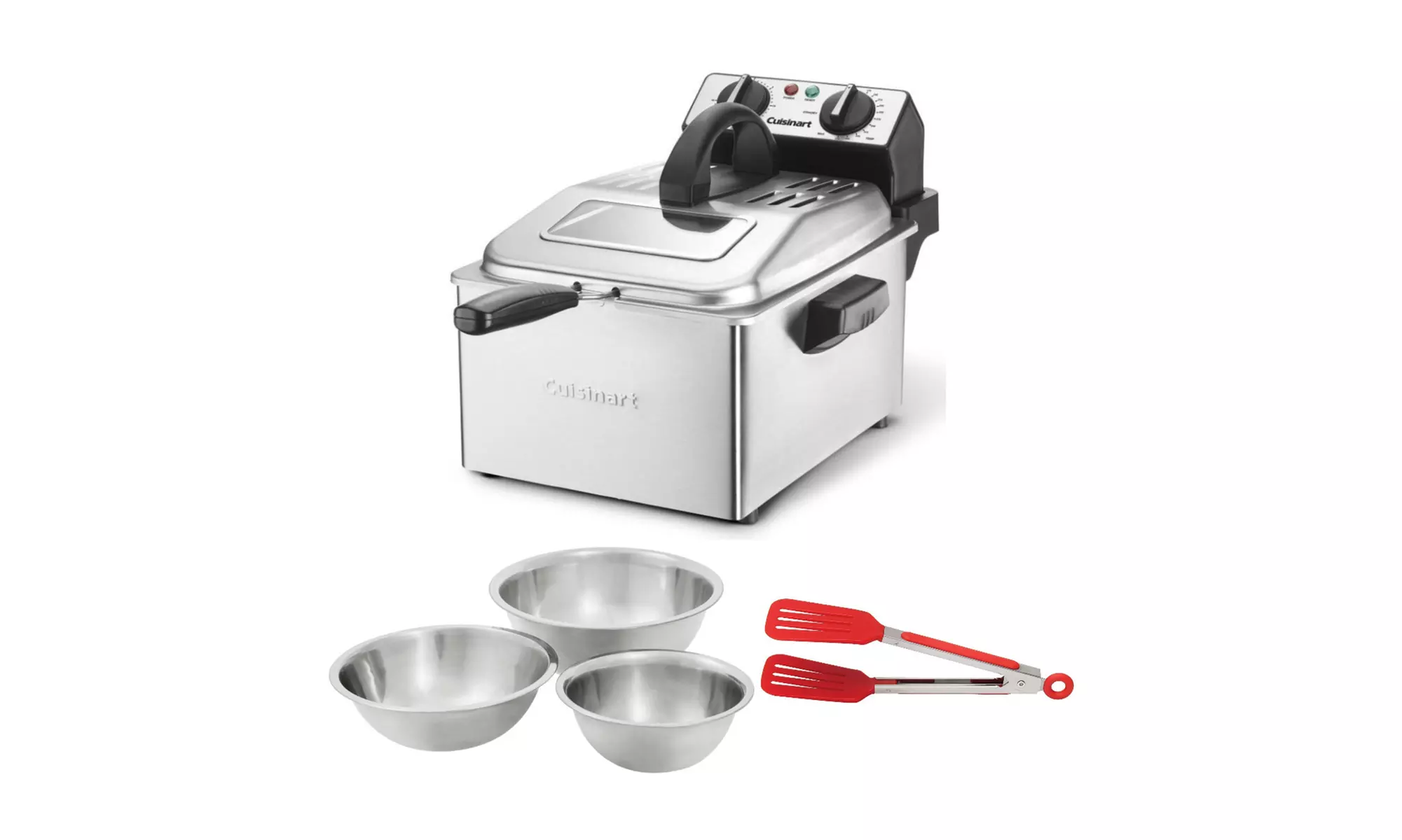 Cuisinart CDF-200P1 4-Quart Deep Fryer with Mixing Bowls and Nylon Flipper Tongs - Primary Image