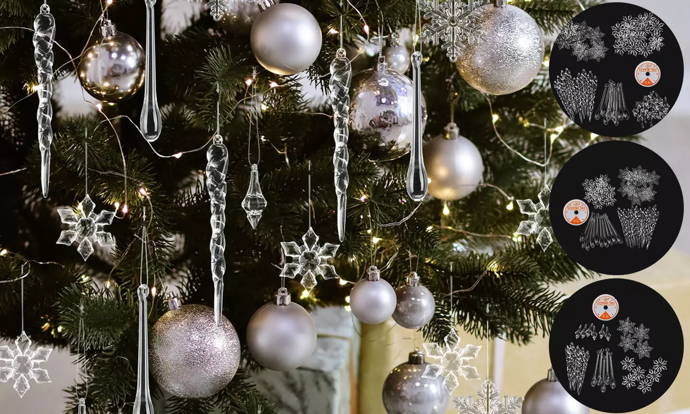 Acrylic Icicles Christmas Ornaments Hanging Snowflake for Xmas Tree Party Decor - Primary Image
