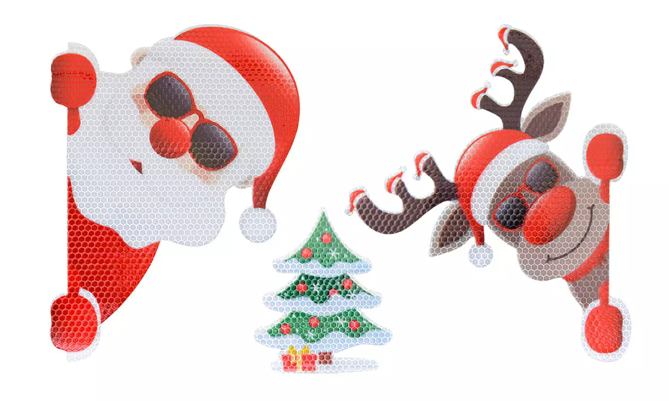 Xmas Car Stickers Magnetic Decals Refrigerator Magnets Santa Reflective Sticker