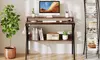 Costway Home Office Desk with Monitor Stand, Open Shelf and Metal Frame