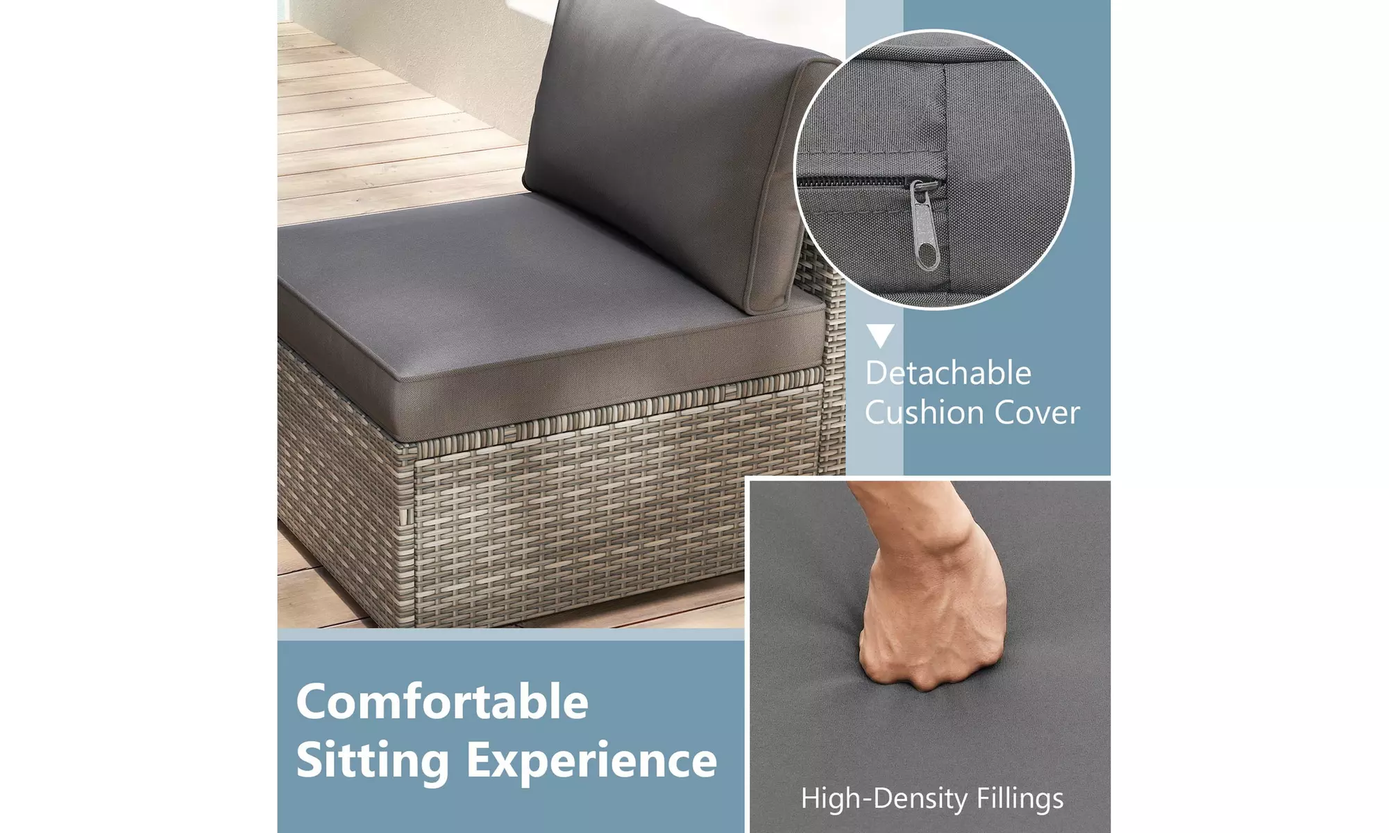 Costway Outdoor Patio Sectional Sofa Couch PE Rattan Conversation Set