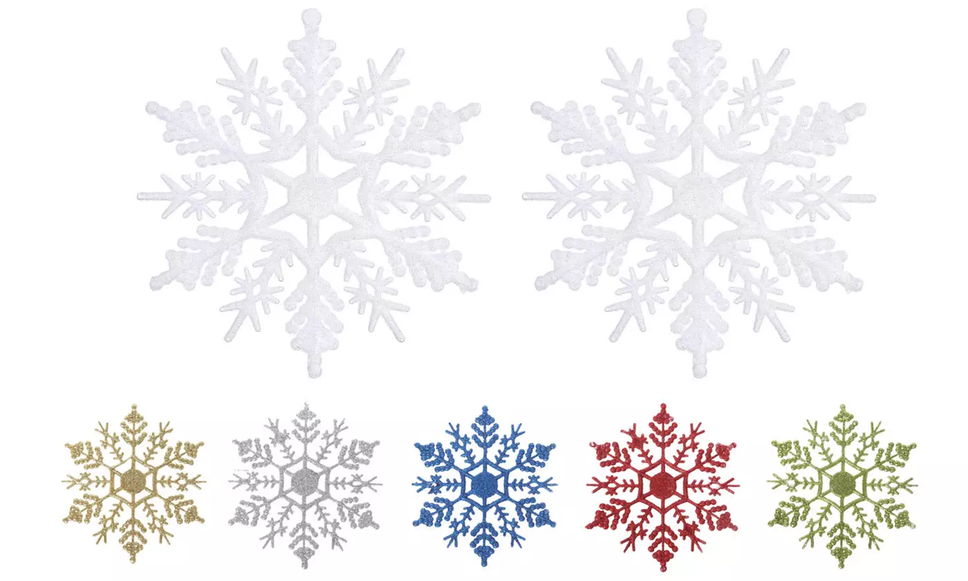  24/48 Pack 4 inch Glitter Snowflake Christmas Ornaments Tree Hanging Decoration - Primary Image