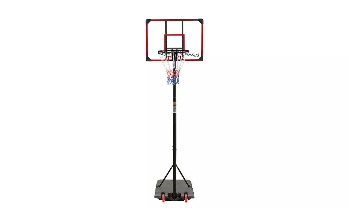 6.5ft-8ft Basketball Hoop For Kids with Clear Backboard - Primary Image