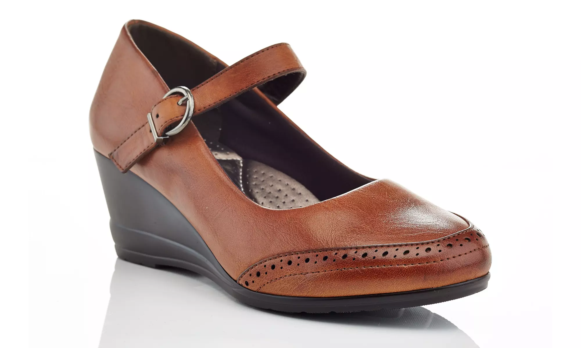 Rasolli Women's Virginia Mary Jane Wedge Pumps