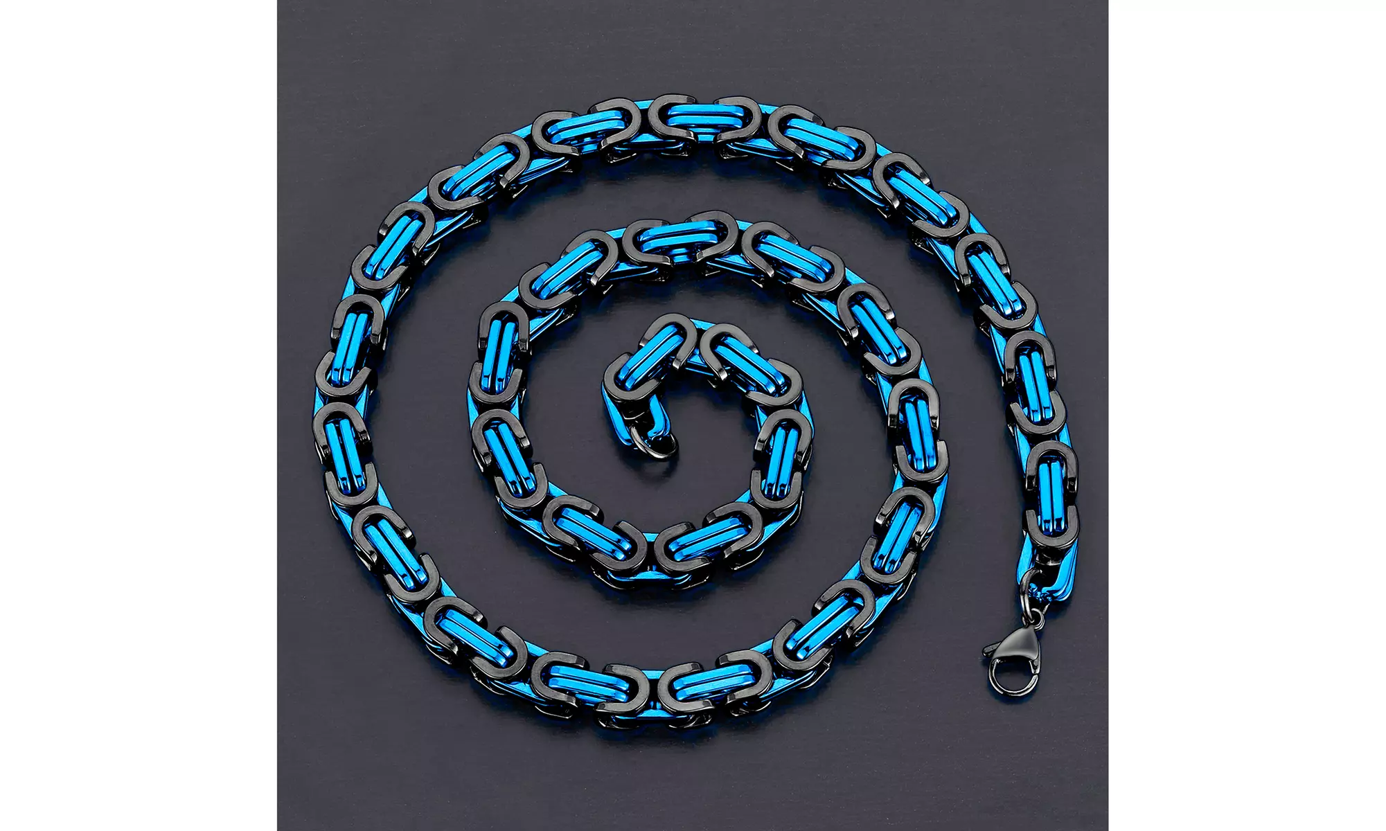 Men's Stainless Steel 8mm Byzantine Chain Necklace 24" - Second Medium