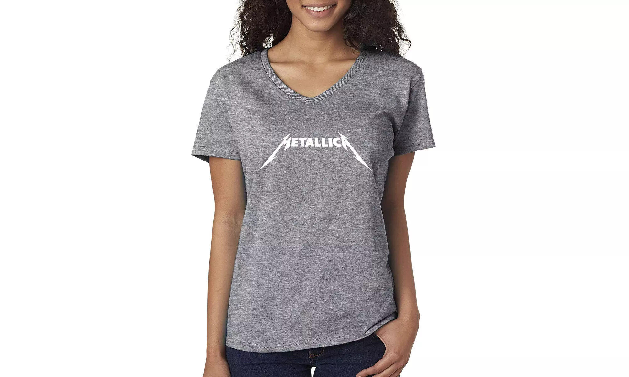 New Way 925 - Women's V-Neck T-Shirt Metallica Metal Rock Band Logo - Primary Image