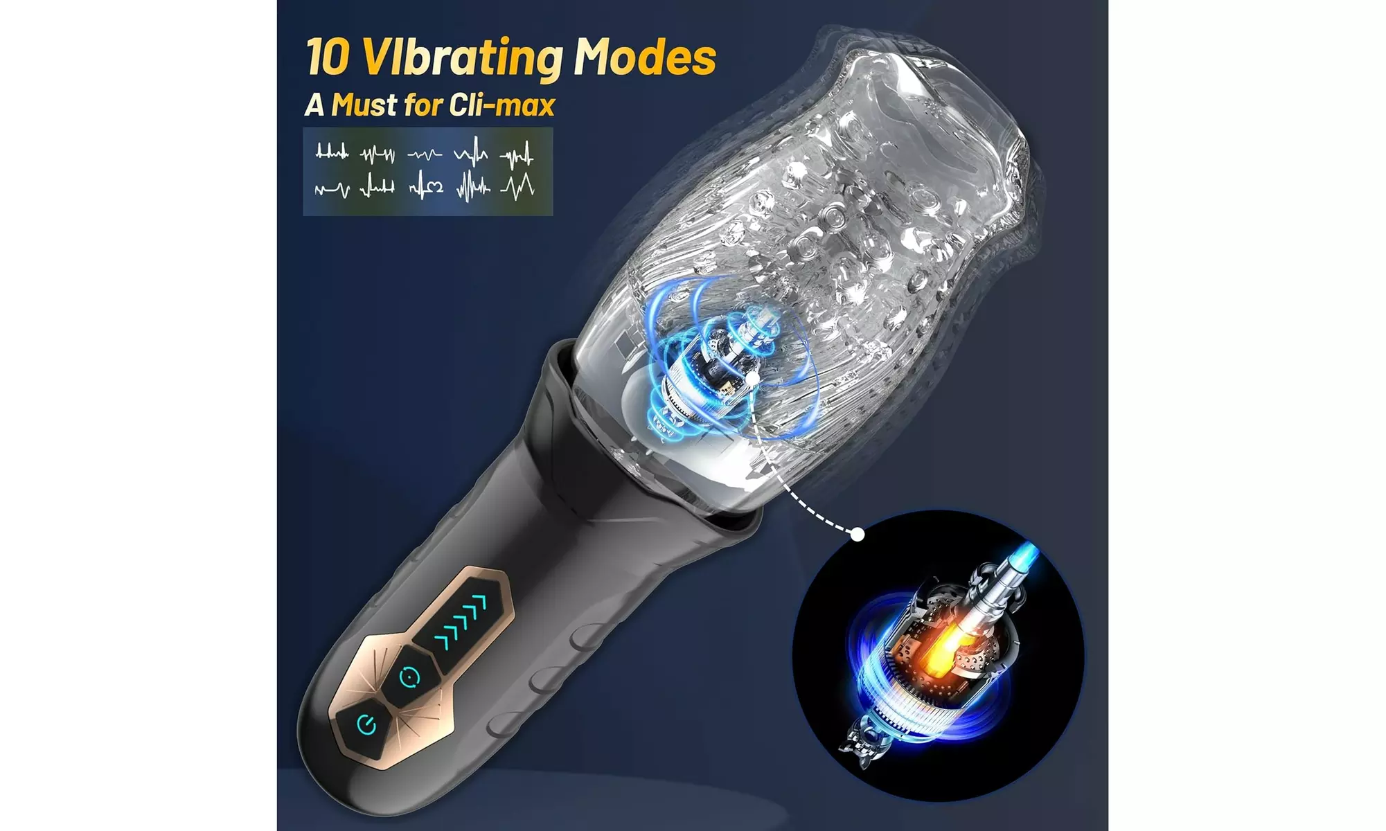 Vibrating Stroker - Rechargeable Sex Toy with 10 Vibration & 5 Rotating Modes