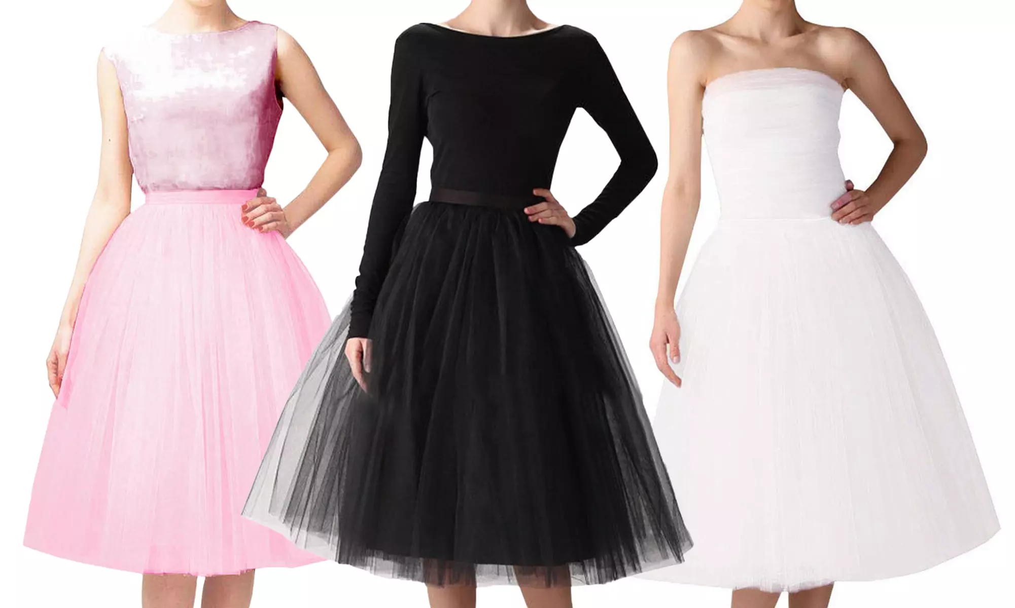 Verno Women's Tulle Mesh A-Line Knee Length Skirts - Primary Image