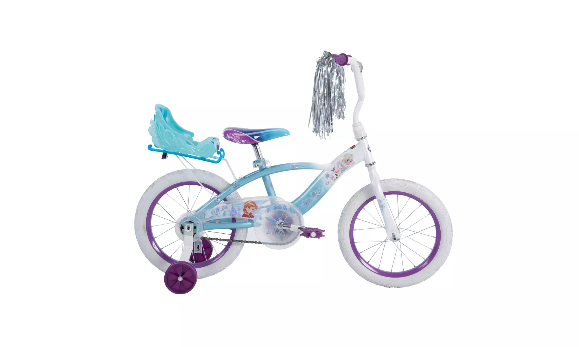 Disney Frozen 16" EZ Build Girls Bike with Sleigh Doll Carrier, White/Blue - Primary Image
