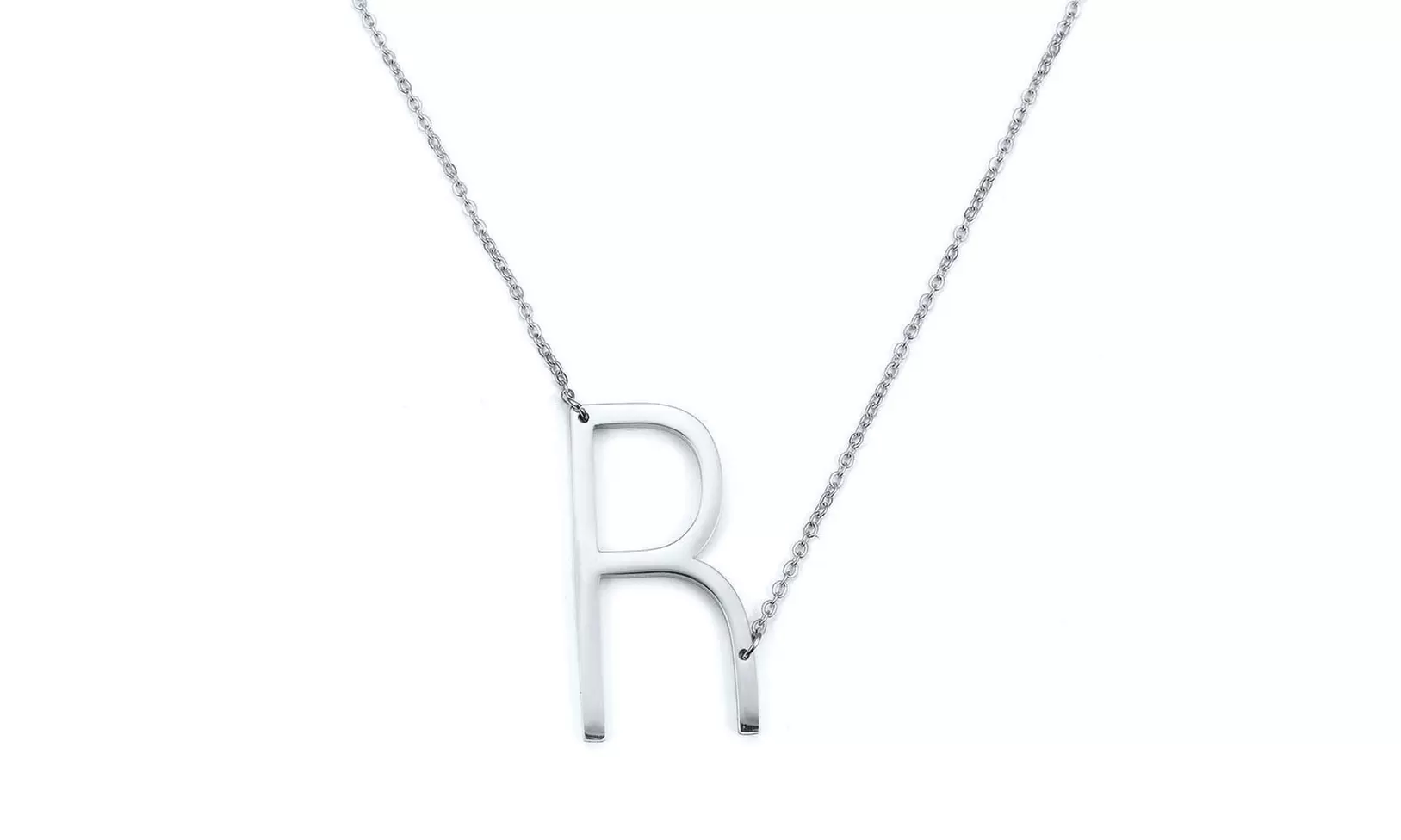 LESIES Big Letter Necklace Stainless Steel Initial Pendant