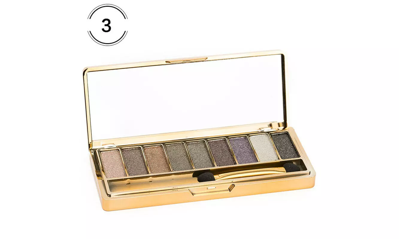 9 Colors Glitter Eyeshadow Eye Shadow Palette & Makeup Cosmetic Brush Set