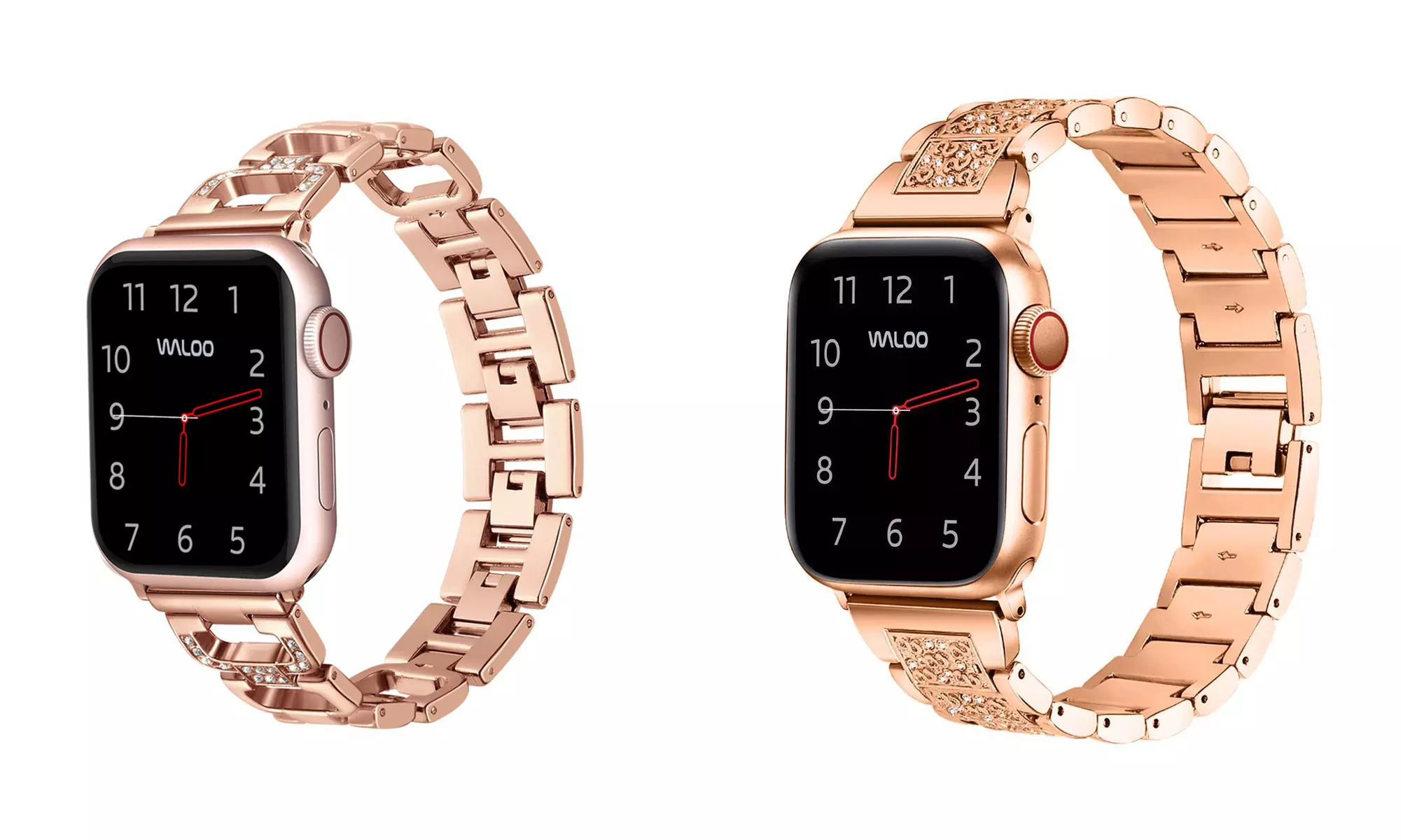 Diamond & Rhinestone Pattern Apple Watch Band - 2 Pack Bundle - Second Medium