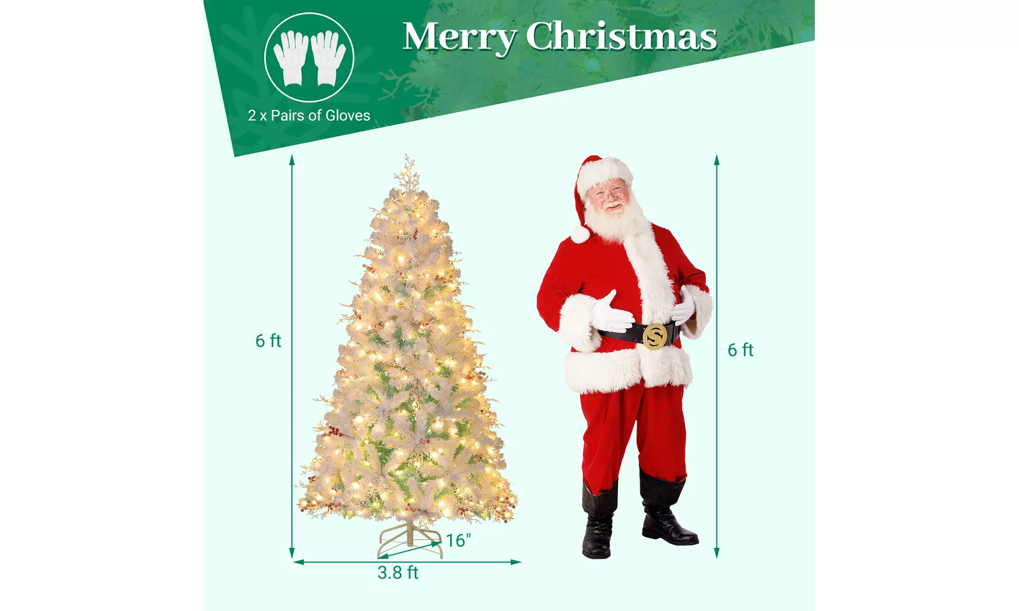 Costway Pre-Lit Artificial Christmas Tree with Branch Tips | Warm White LED Lights | Easy Setup & Home Decor