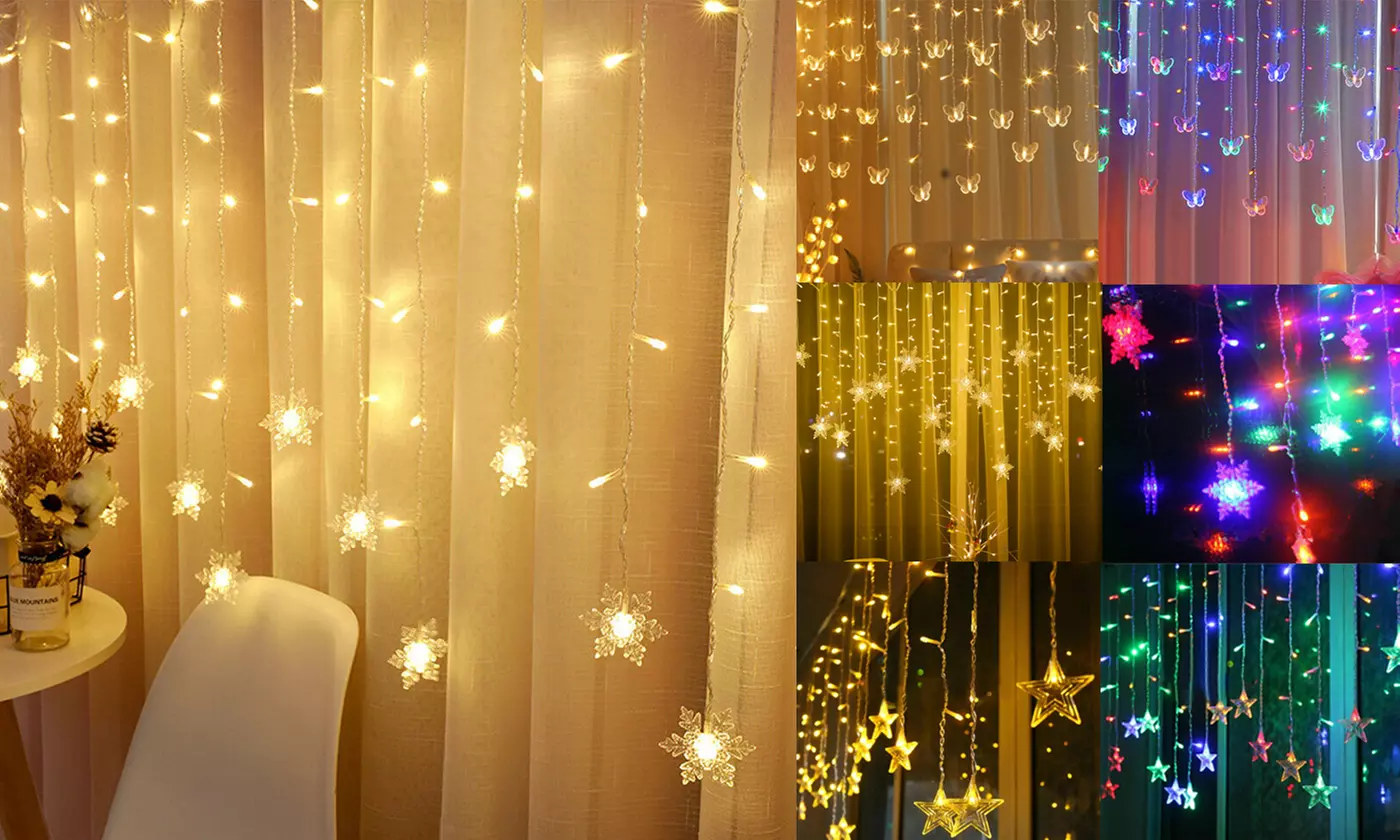 96 LED String Curtain Lights Colorful For Wedding Party Children Room Decor Lamp - Primary Image