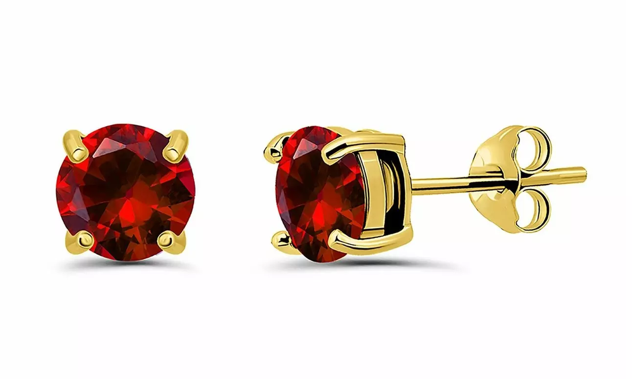 Birthstone Sterling Silver & 18KT Solitaire Stud Earrings 6mm, Round