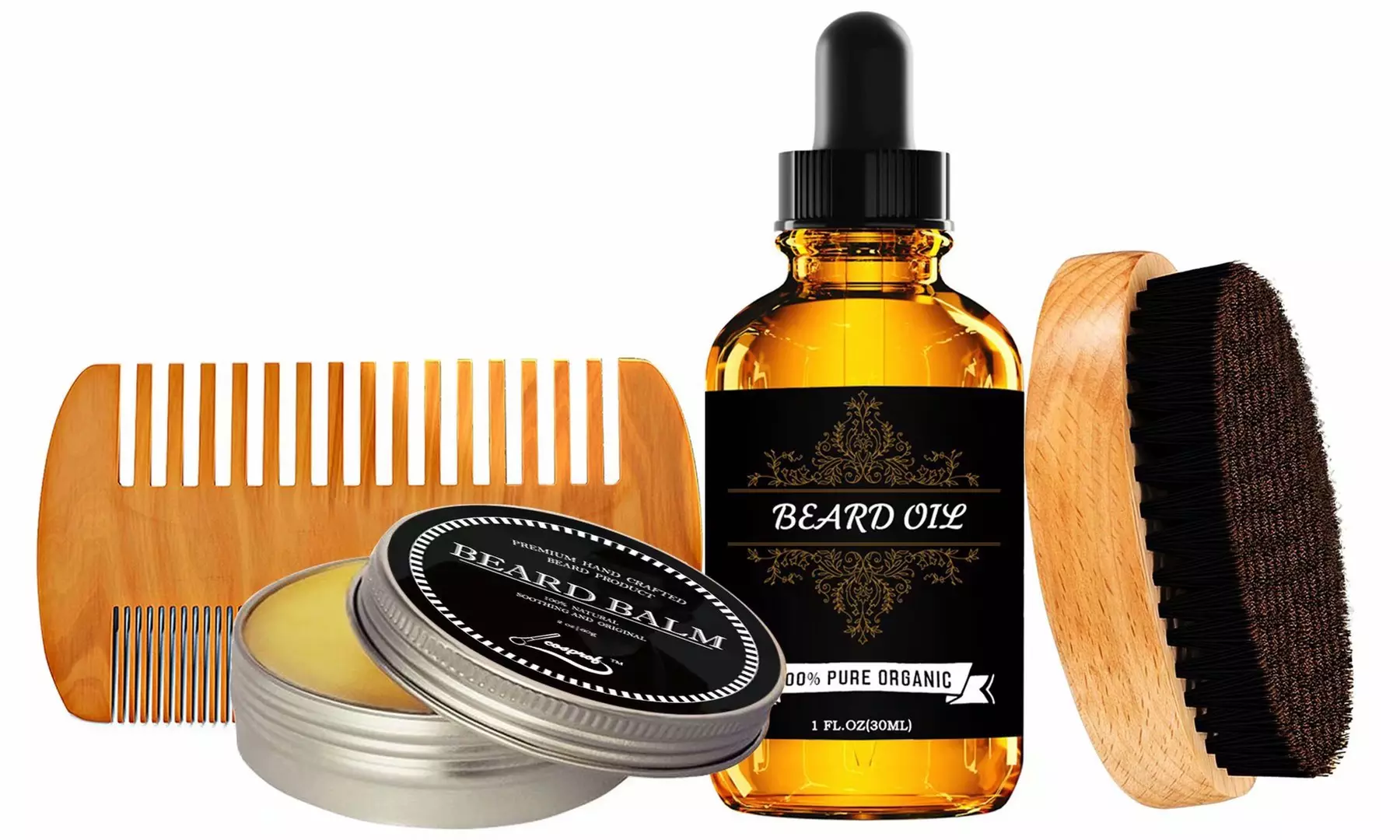 Beard Kit, Beard Grooming Set Gift with Oil , Balm ,Comb and Brush - Primary Image