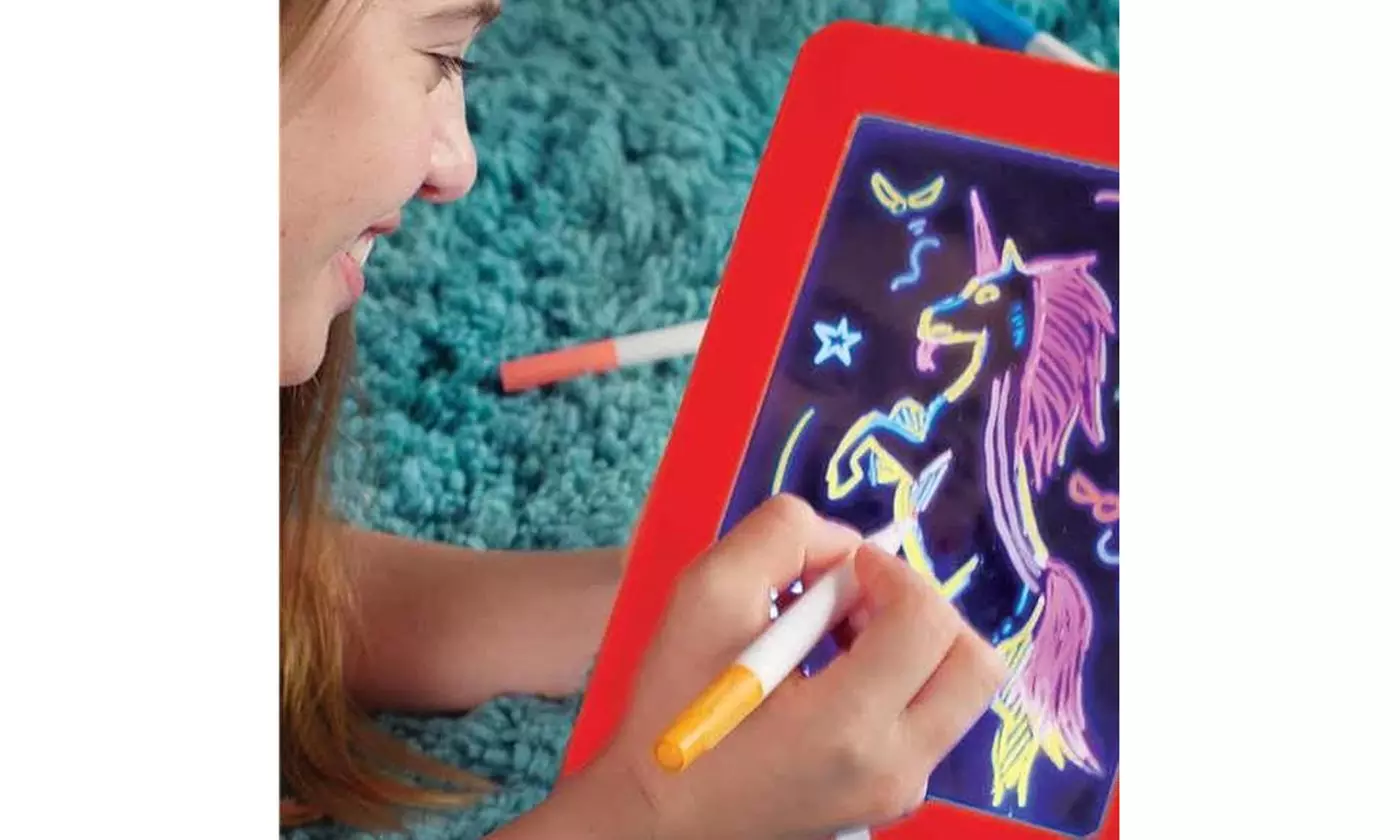 Magic Pad Light Up LED Board Draw Sketch Create Doodle Art Write Learning Tablet - Second Medium