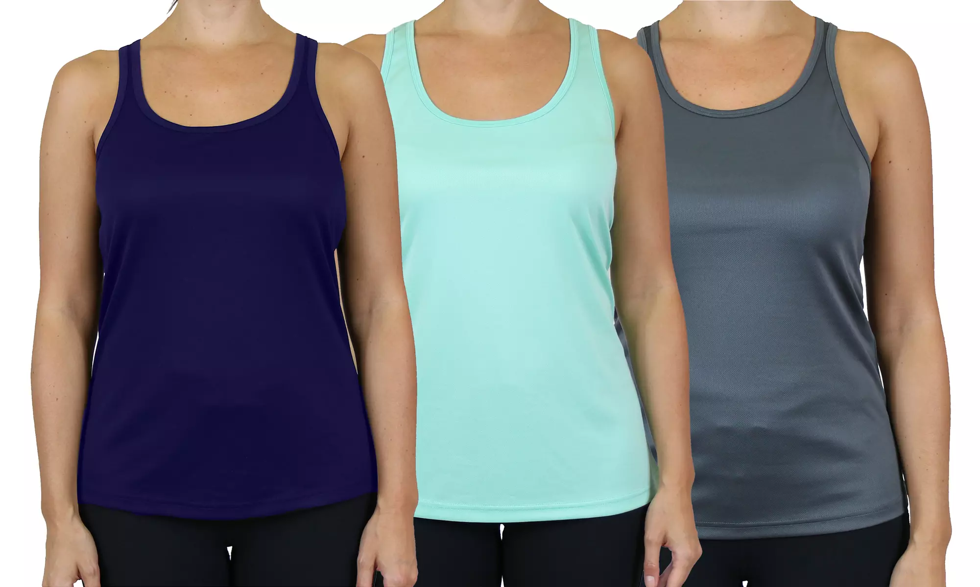 3-Pack Galaxy By Harvic Women's Moisture-Wicking Racerback Tanks (S-3XL)