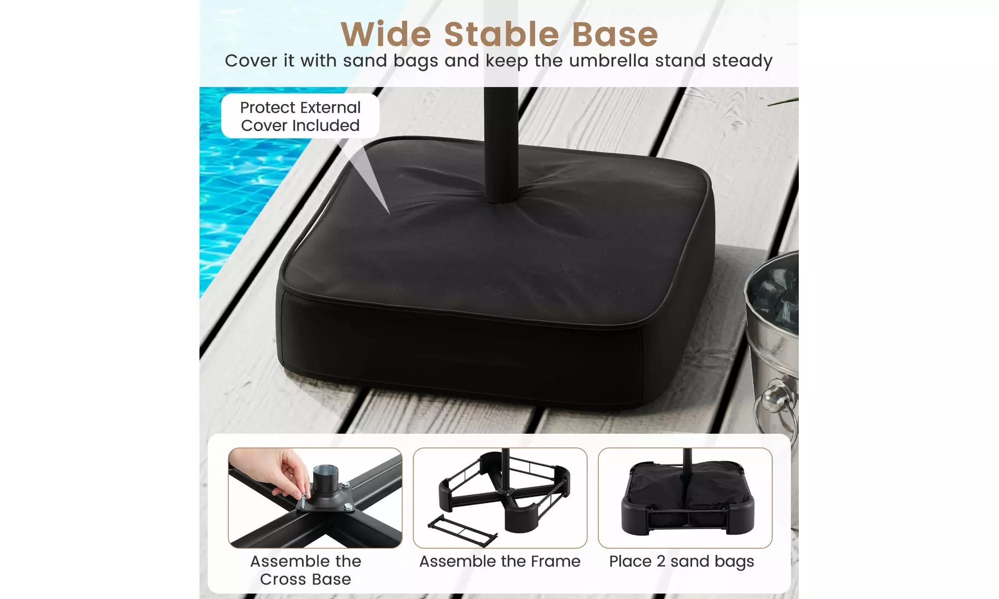 15FT Double-Sided Twin Patio Umbrella Sun Shade Outdoor Crank Market