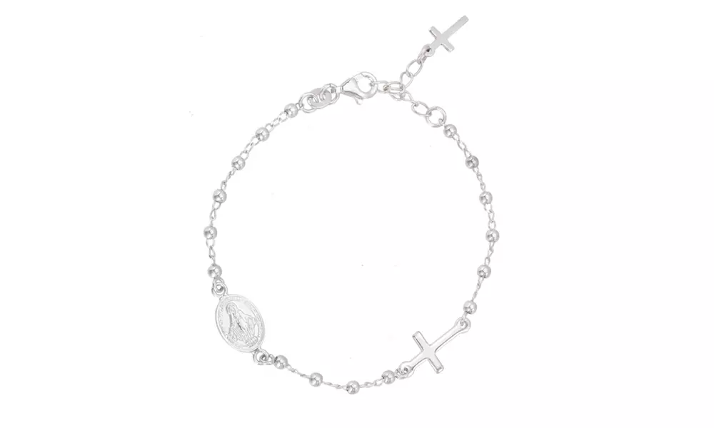 Nina & Grace Italian Sterling Silver Religious Beaded Charm Bracelet - Image 4