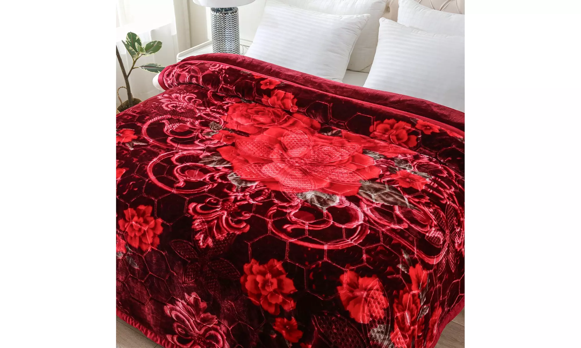 JML Heavy Fleece Blanket,2 Ply Printed Bed Blanket For King Size,85"x93",10Lb