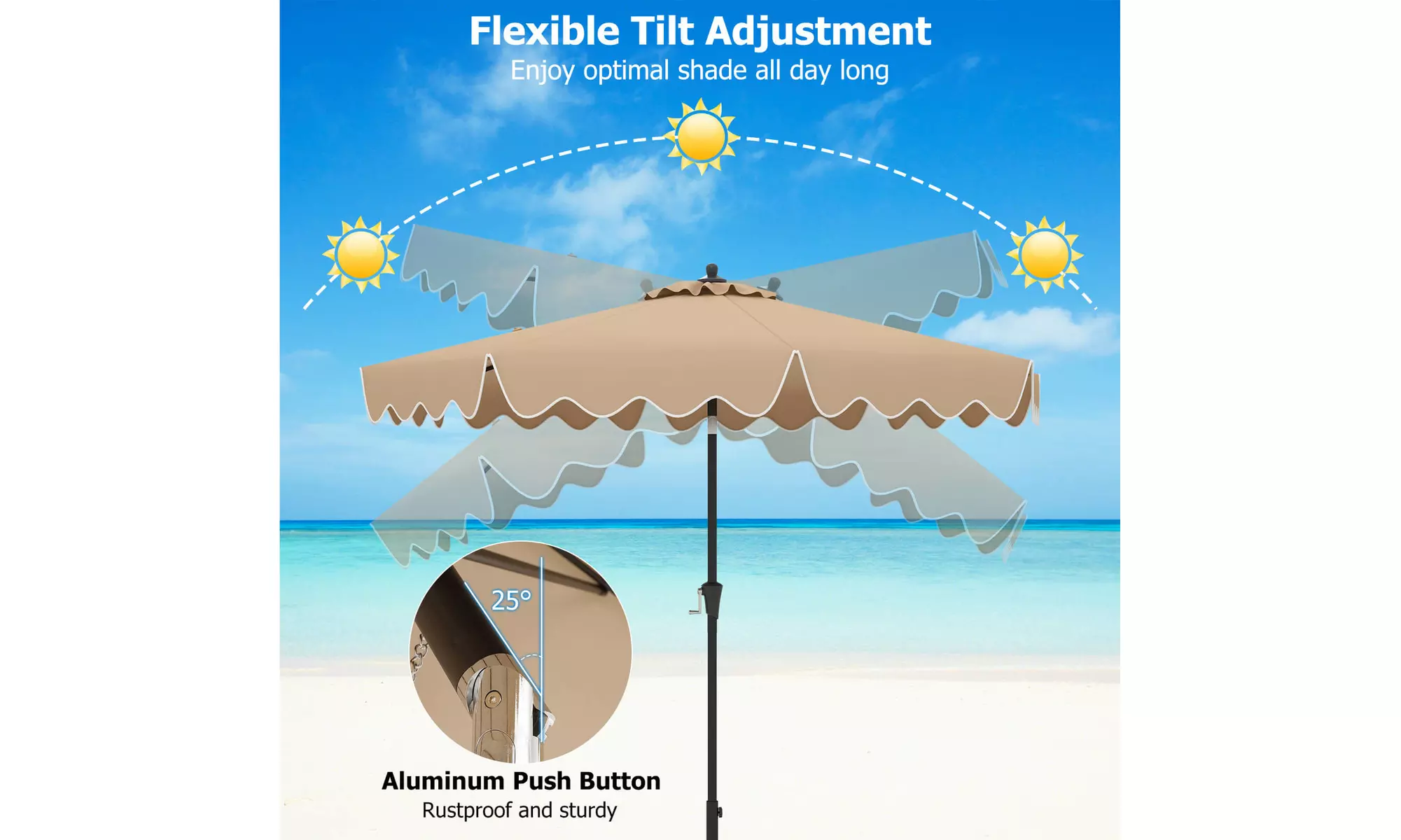 Costway 9 ft Patio Umbrella Two-Tier Market Table Umbrella Sun-Protective Canopy