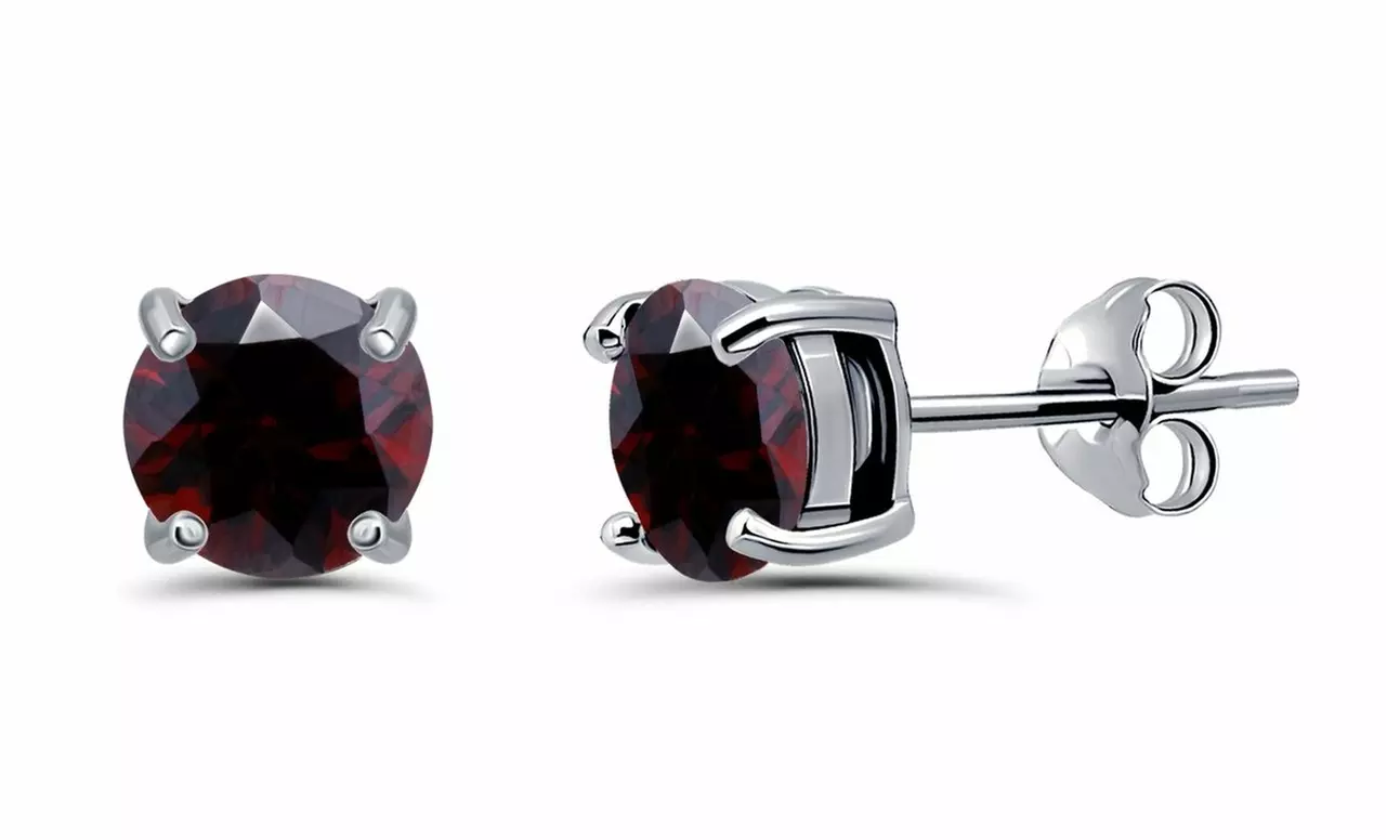 Birthstone Sterling Silver & 18KT Solitaire Stud Earrings 6mm, Round