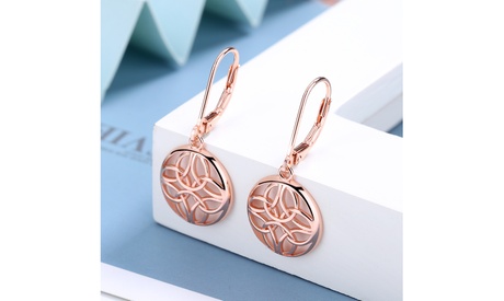 Sterling Silver Lever-Back Celtic Earring Rose Gold And Sterling Silver