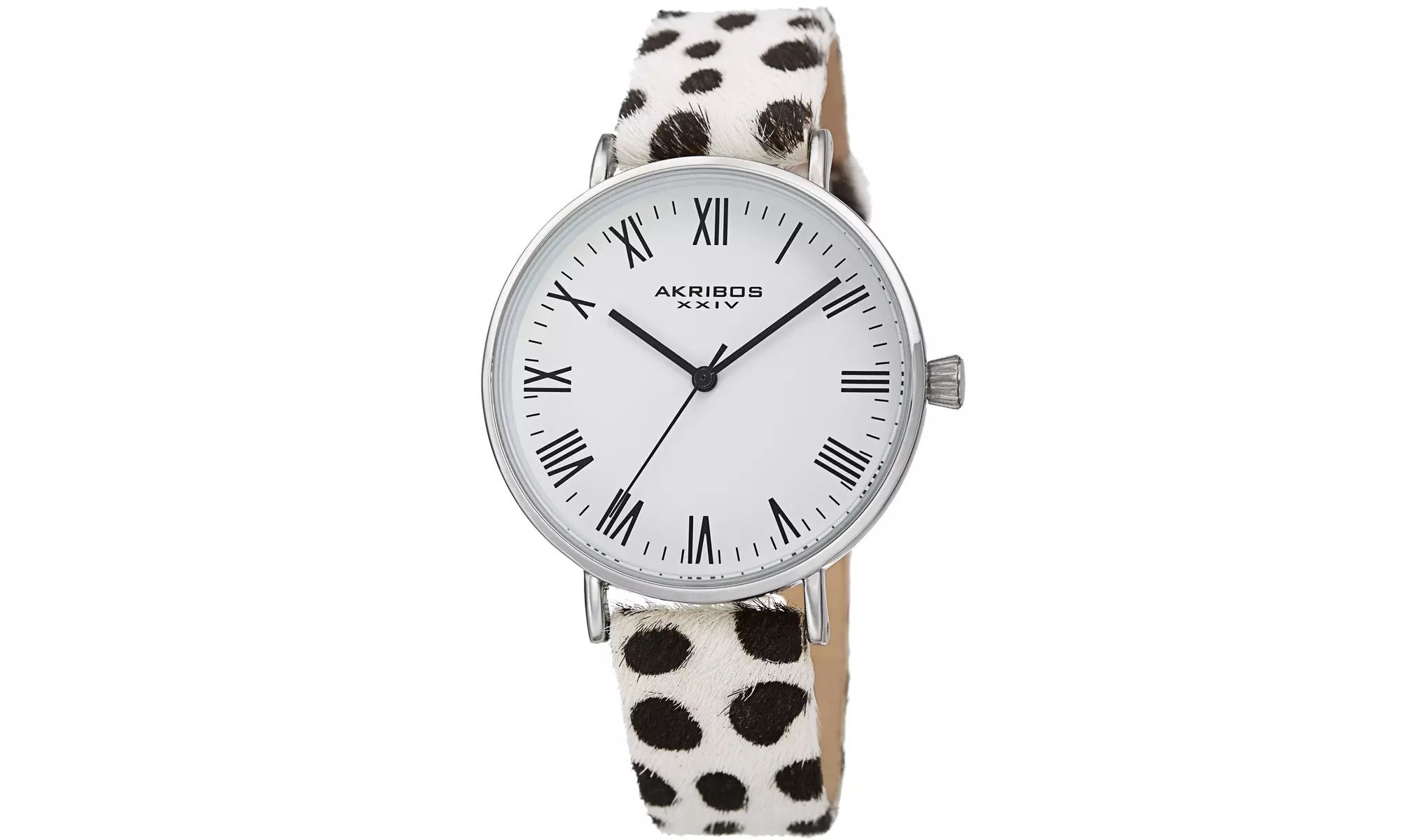 Akribos XXIV AK1080 Women's Animal Print Cavallino Leather Strap Watch - Second Medium