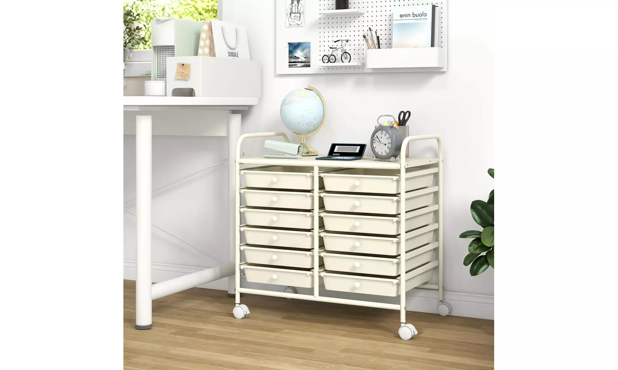 Costway 12 Drawers Rolling Cart Storage Scrapbook Paper Studio Organizer Bins