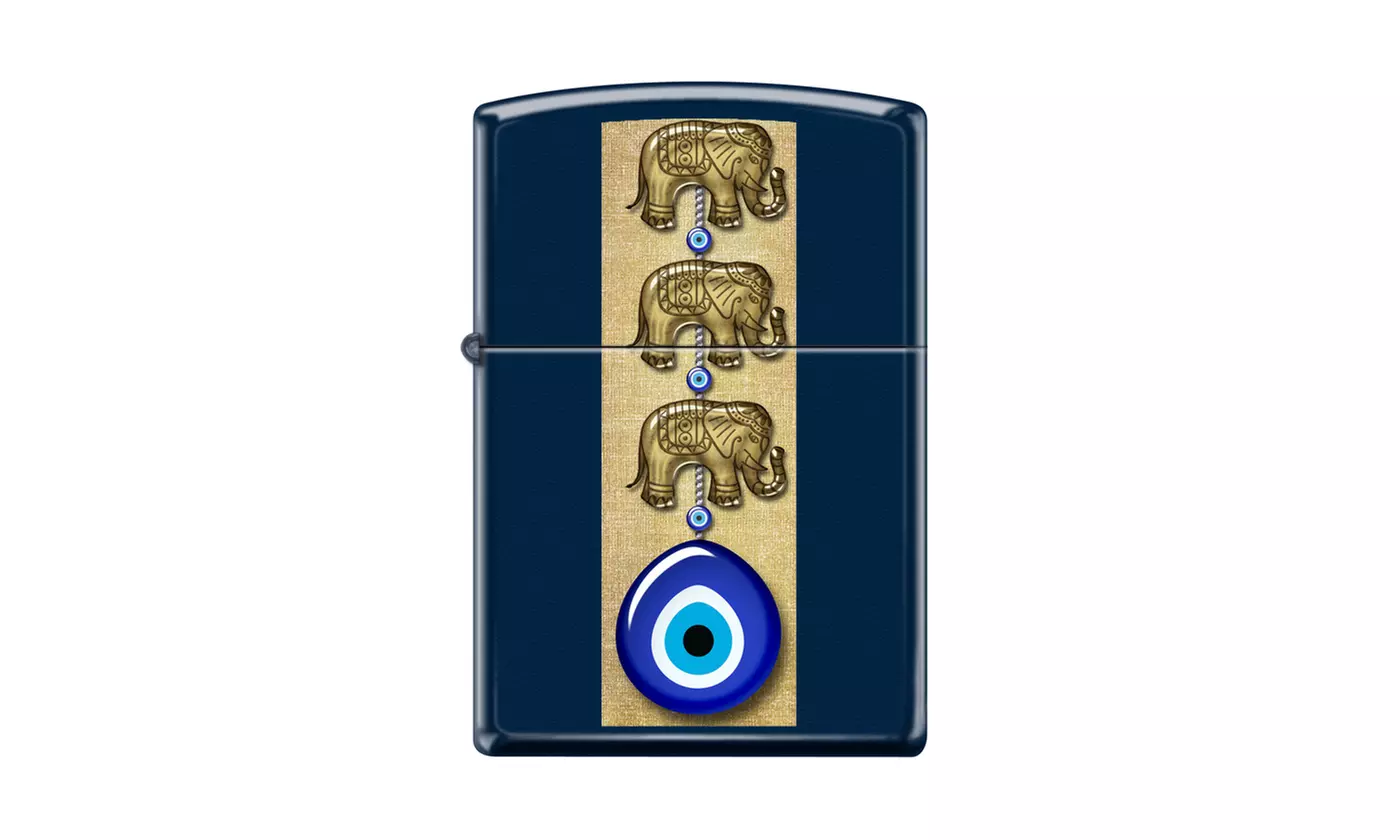 Zippo Evil Eye Elephant, Navy Blue Matte Finish, Windproof Lighter #239-082783 - Primary Image