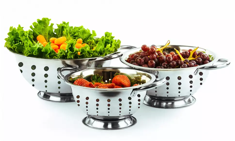 Stainless Steel Colanders 2QT - 3QT - 5QT - Primary Image