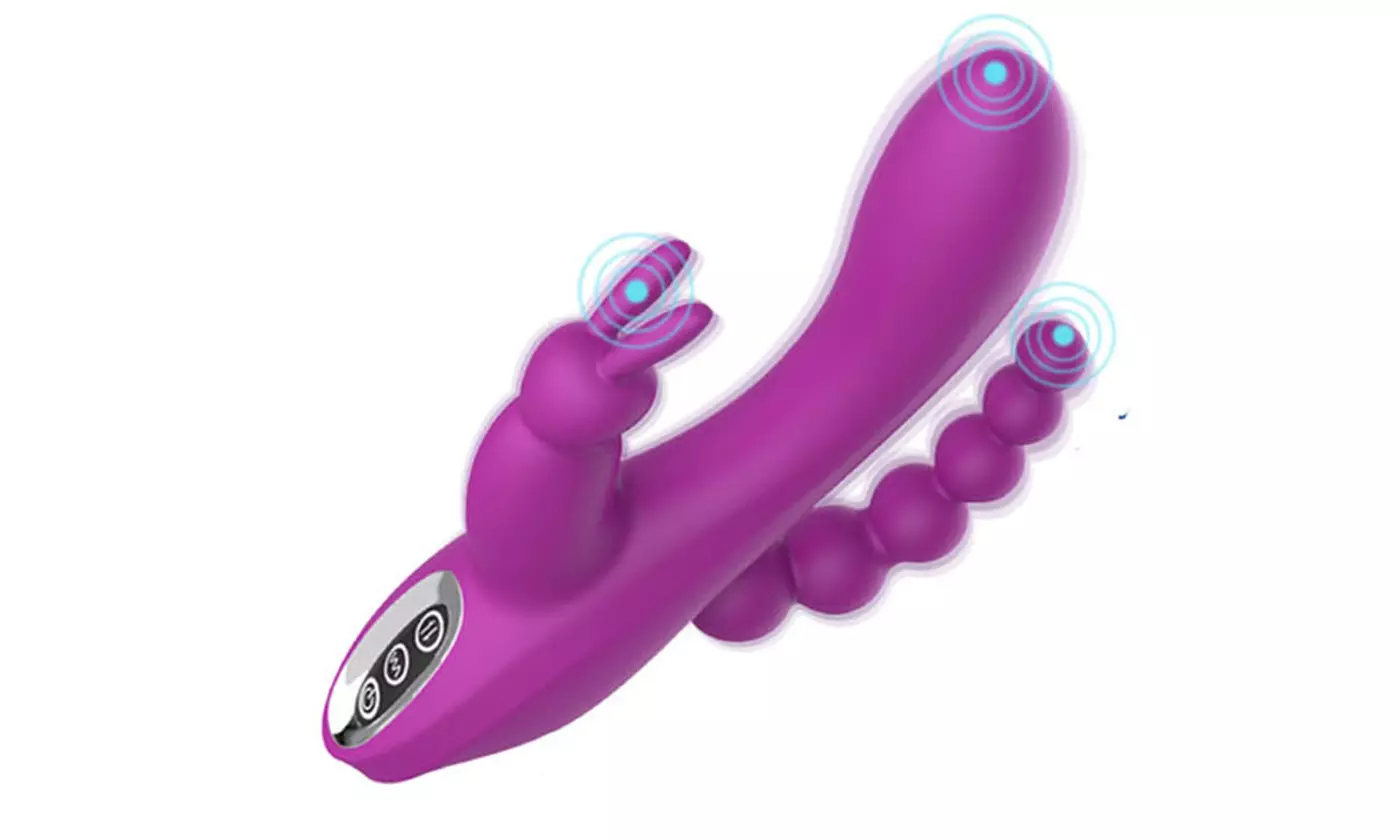 3 IN 1 G-Spot Anal Dildo Rabbit Vibrator Adult Sex Toys Rechargeable 