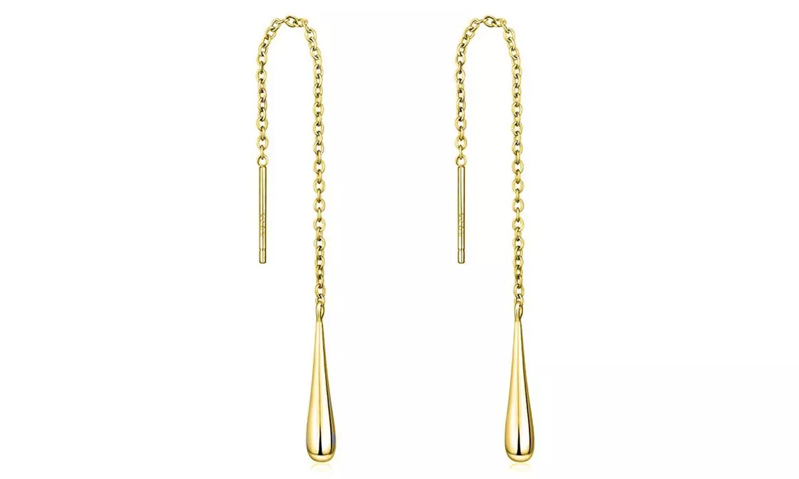Sterling Silver Teardrop Threader Earrings