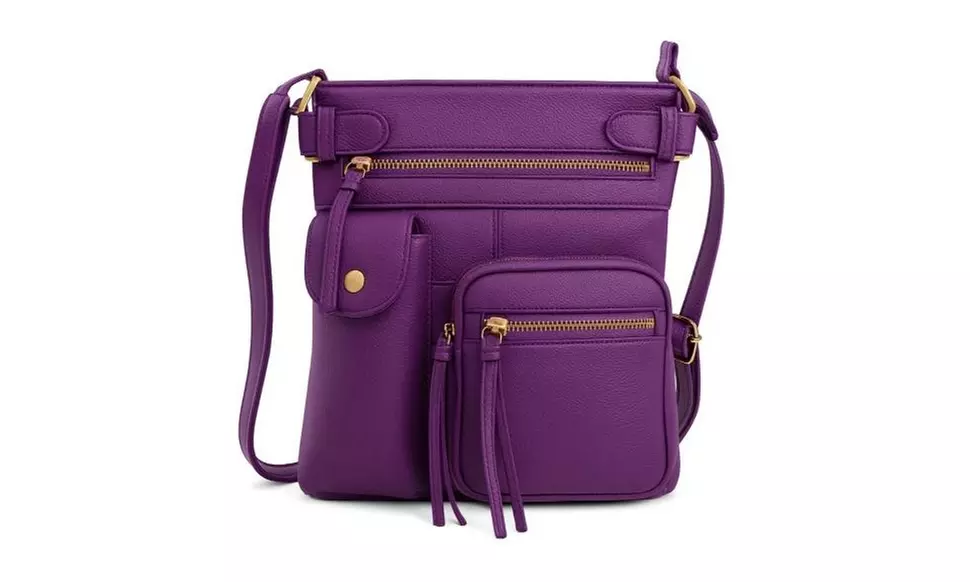 Super Soft Genuine Leather Crossbody Bag with Top Belt Accent