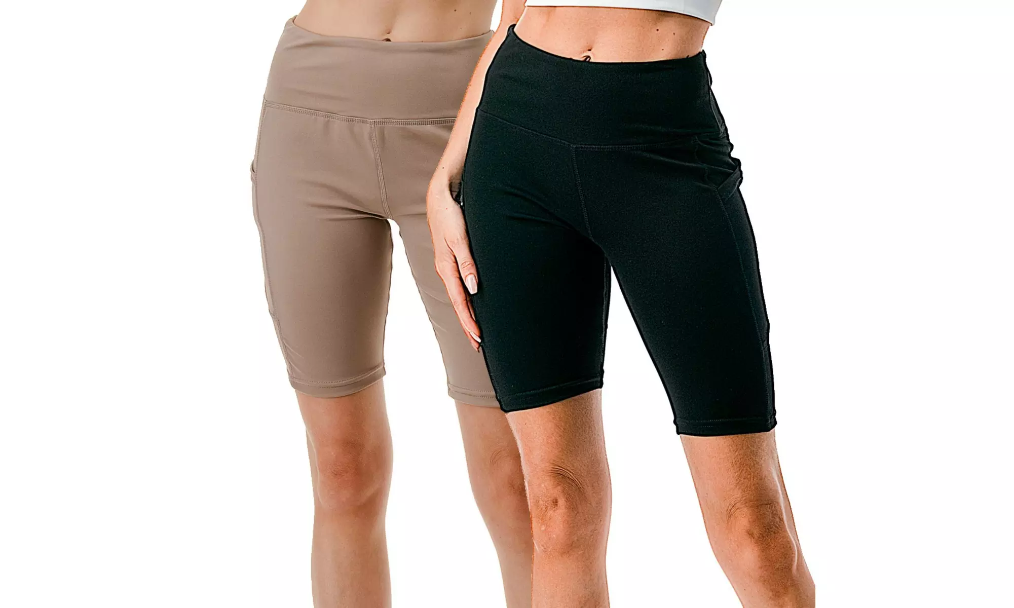 2-Pack Women's Biker Bermuda Shorts High Waisted Tummy Control Leggings 