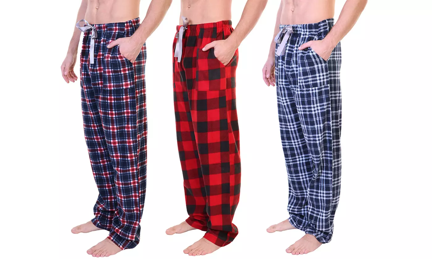 Men's COZY Fleece Pajama Pants with Pockets (1 OR 3-Pack Options)