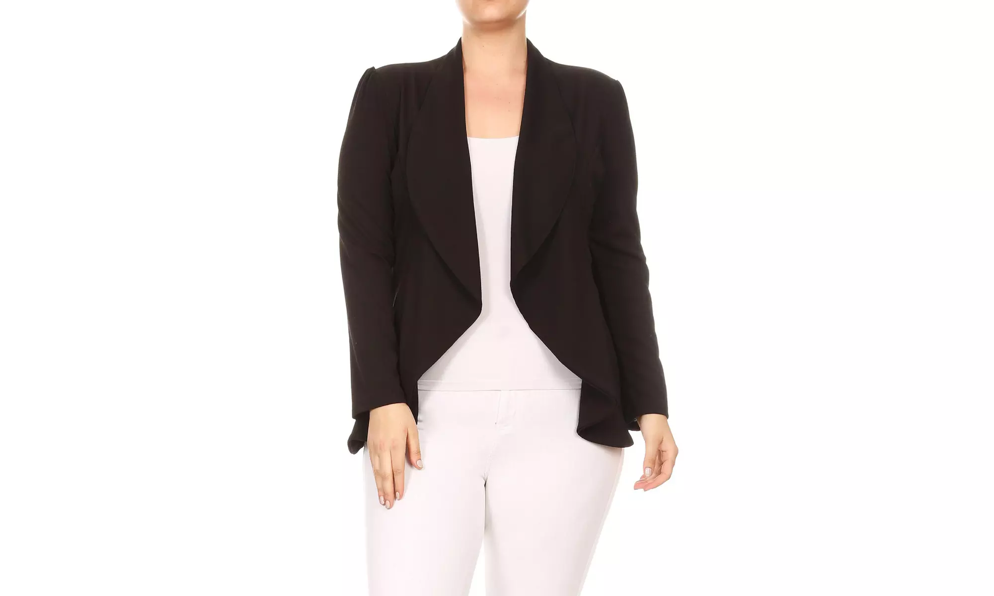 Women's Solid Plus Size Long Sleeves Blazer Jacket
