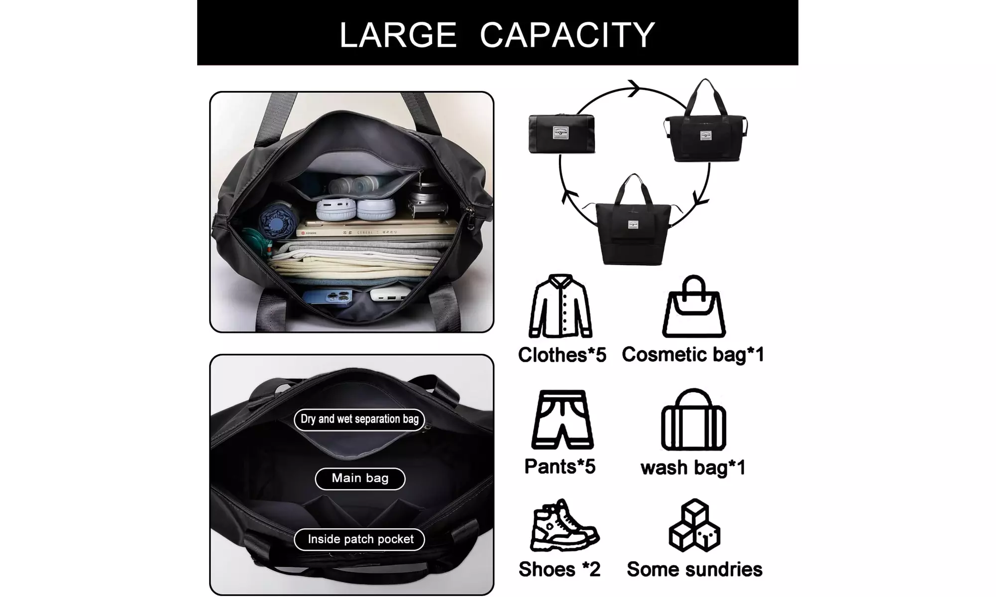 Waterproof Foldie travel bag Large Capacity Folding Travel Bag  - Second Medium