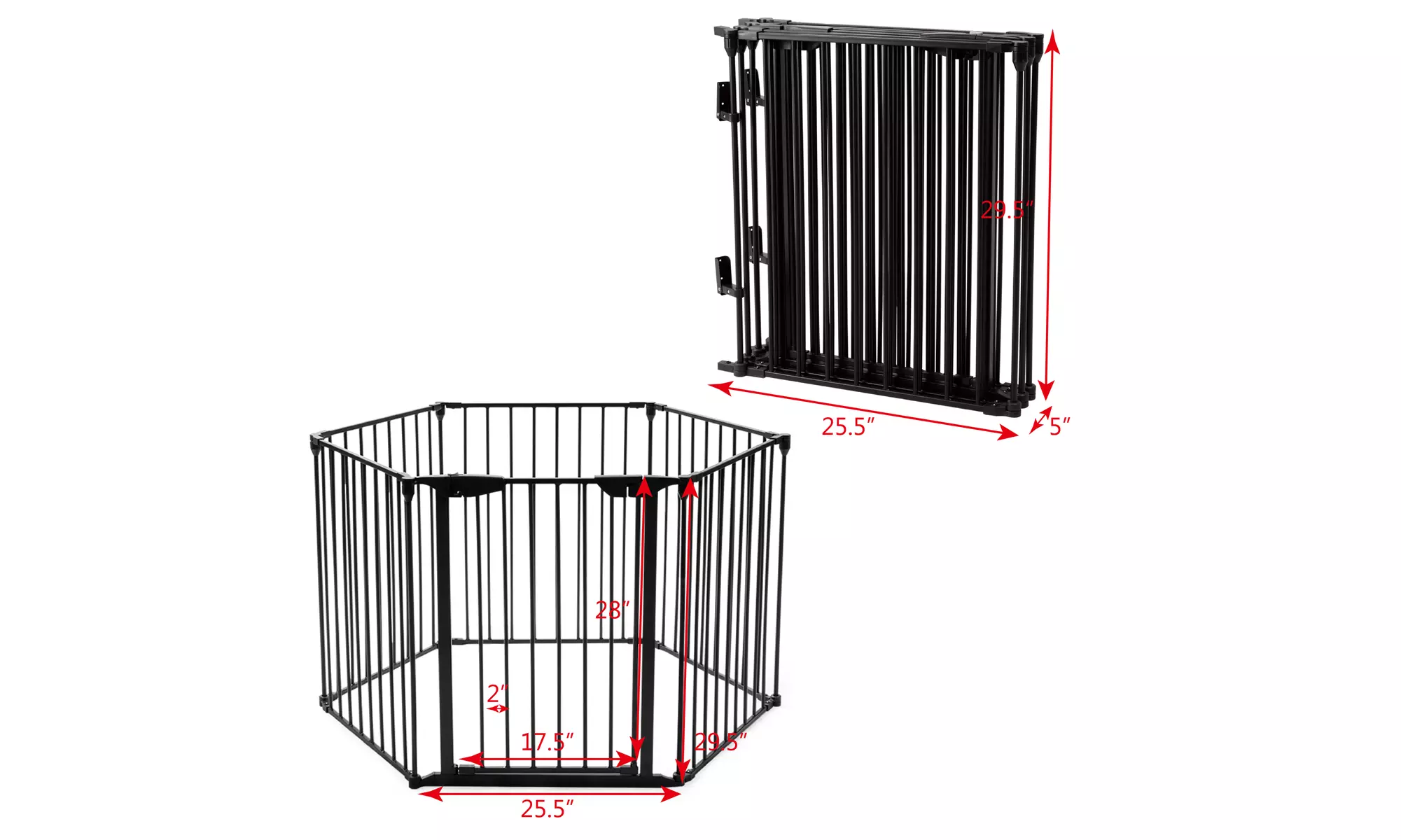 Multifunction 6 Panel Metal Gate Baby Pet Fence Safe Playpen Barrier Wall-mount