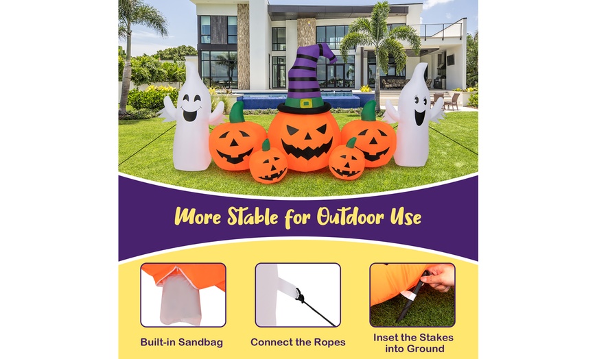 Costway 9FT Long Halloween Inflatable Pumpkins Self Inflating Pumpkin