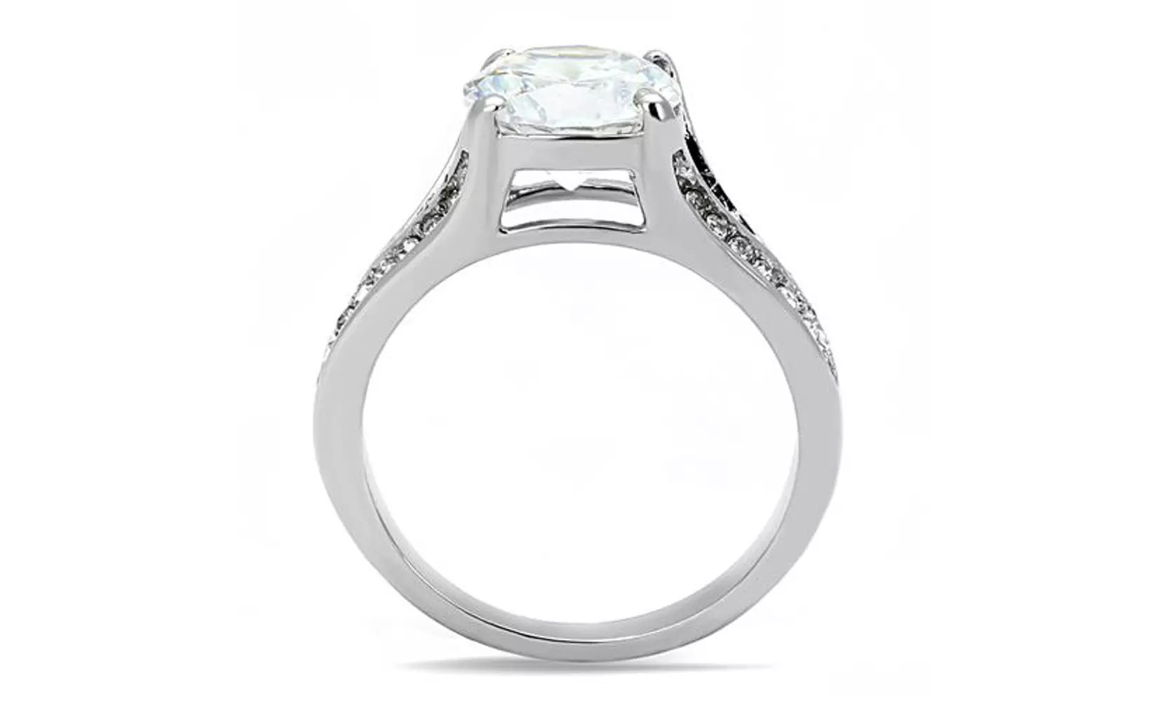 Women's 3.17 Ct Round Cut Zirconia Stainless Steel Engagement Ring