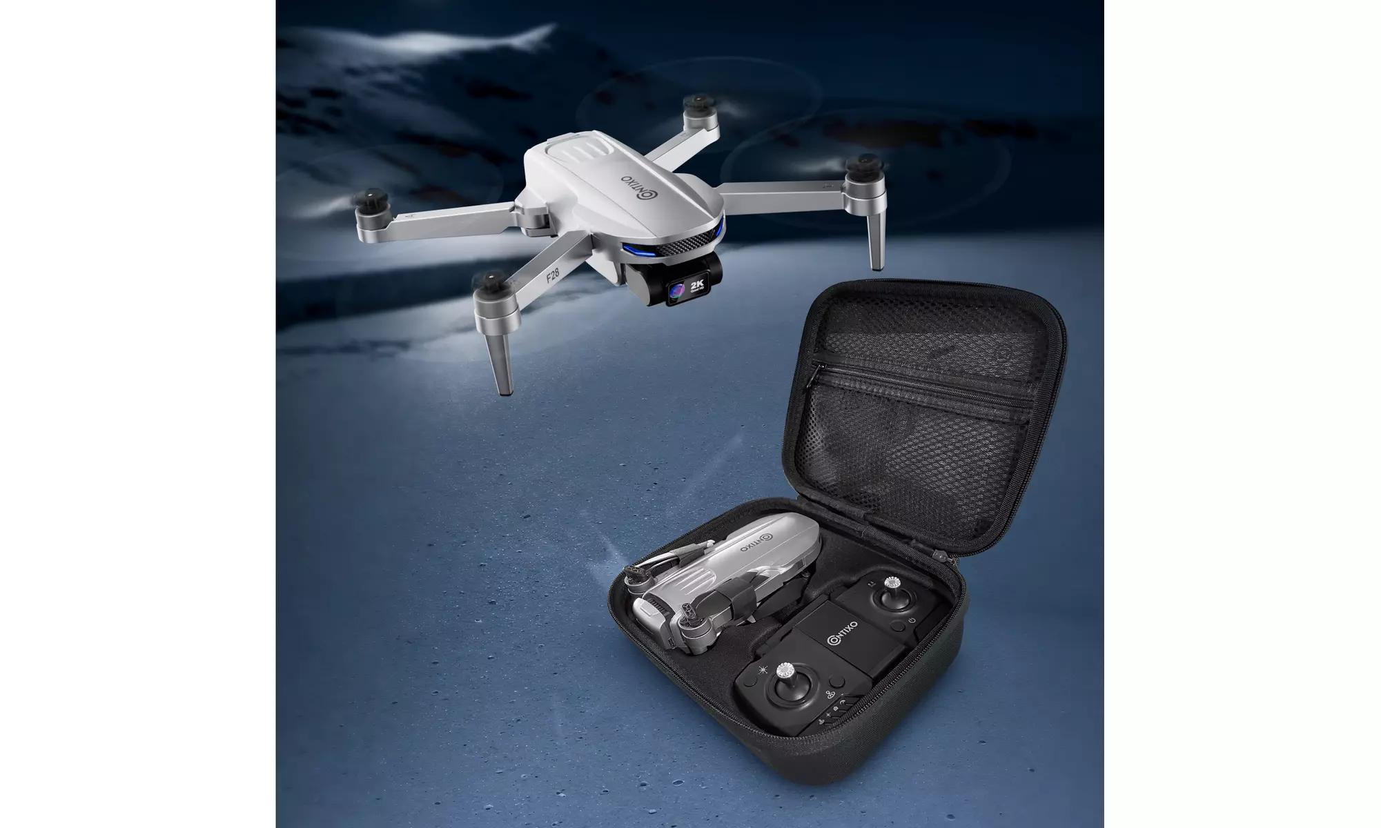 Contixo F28 GPS Drone with Camera, 2K Camera FHD, Foldable FPV, FAA-Exempt