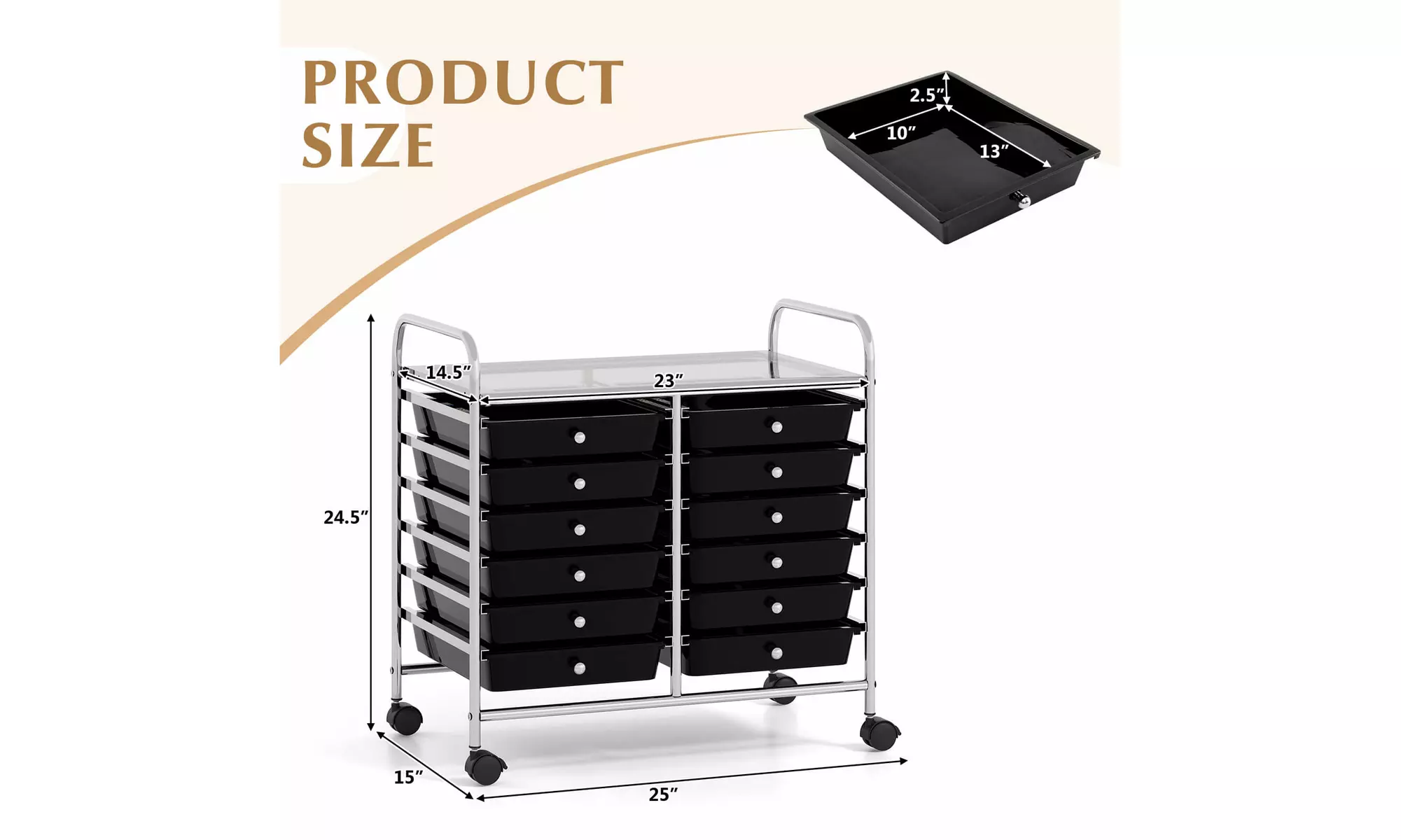 Costway 12 Drawers Rolling Cart Storage Scrapbook Paper Studio Organizer Bins