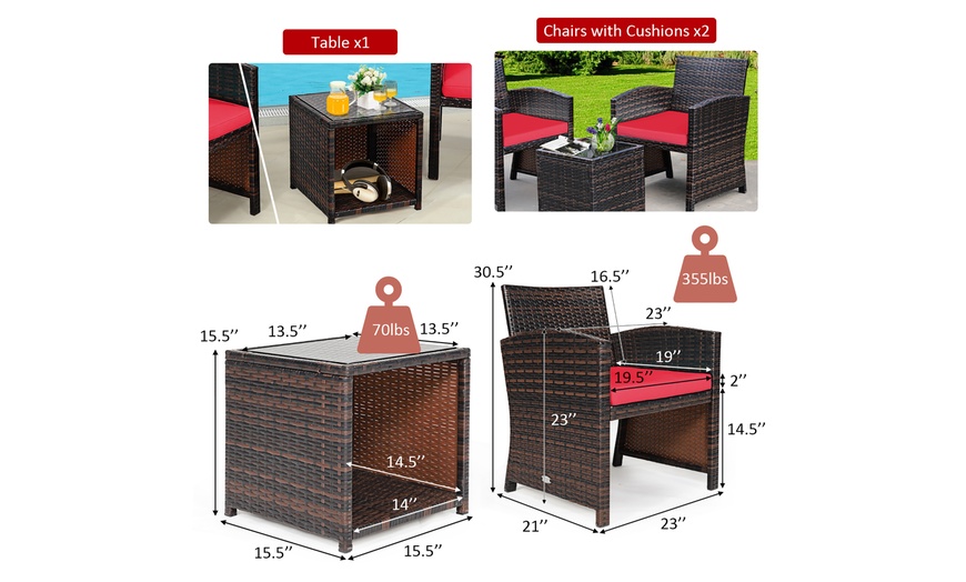 Up To 58% Off On Costway 3PCS Patio Rattan Wic... | Groupon Goods