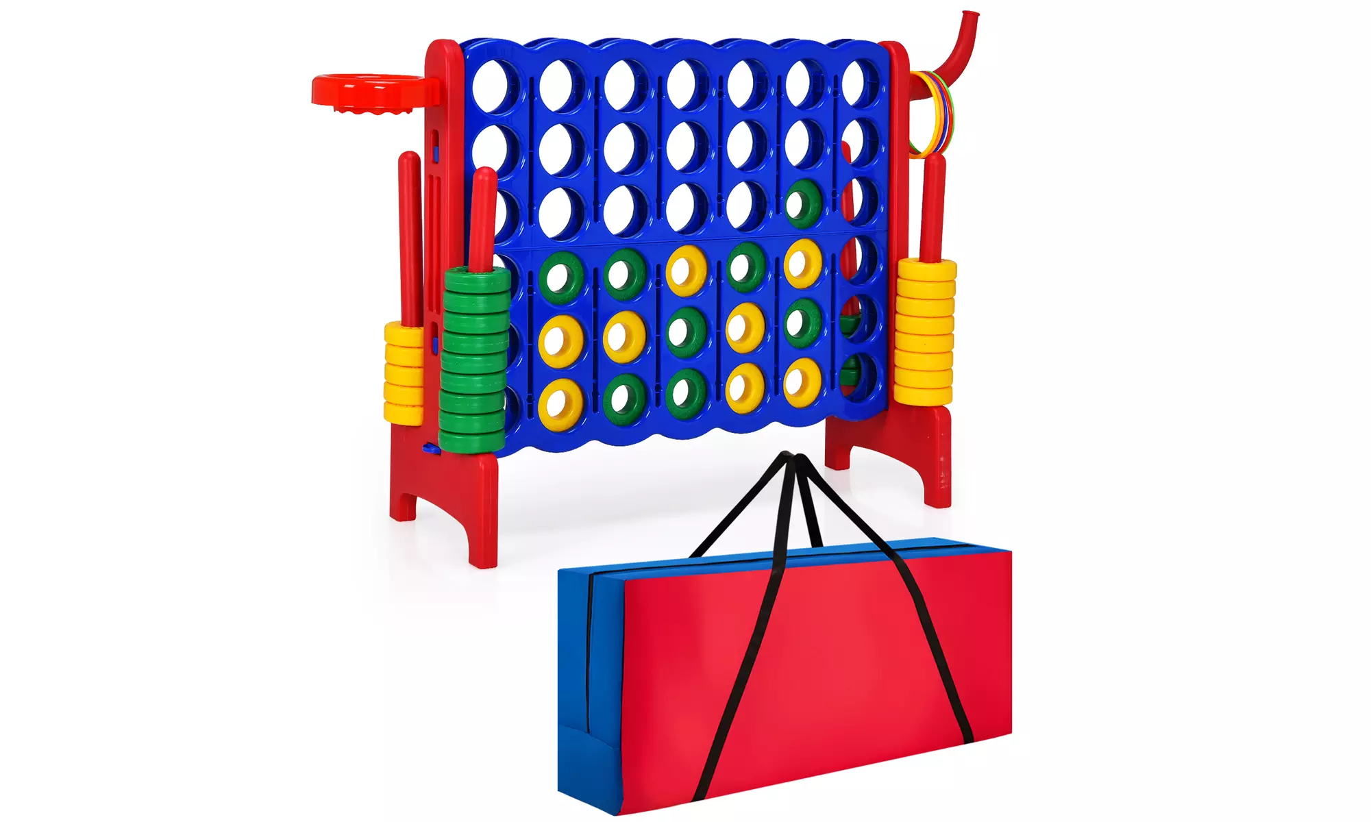 Costway Giant 4 in A Row Jumbo 4-to-Score Game Set Storage Carrying Bag for Kids